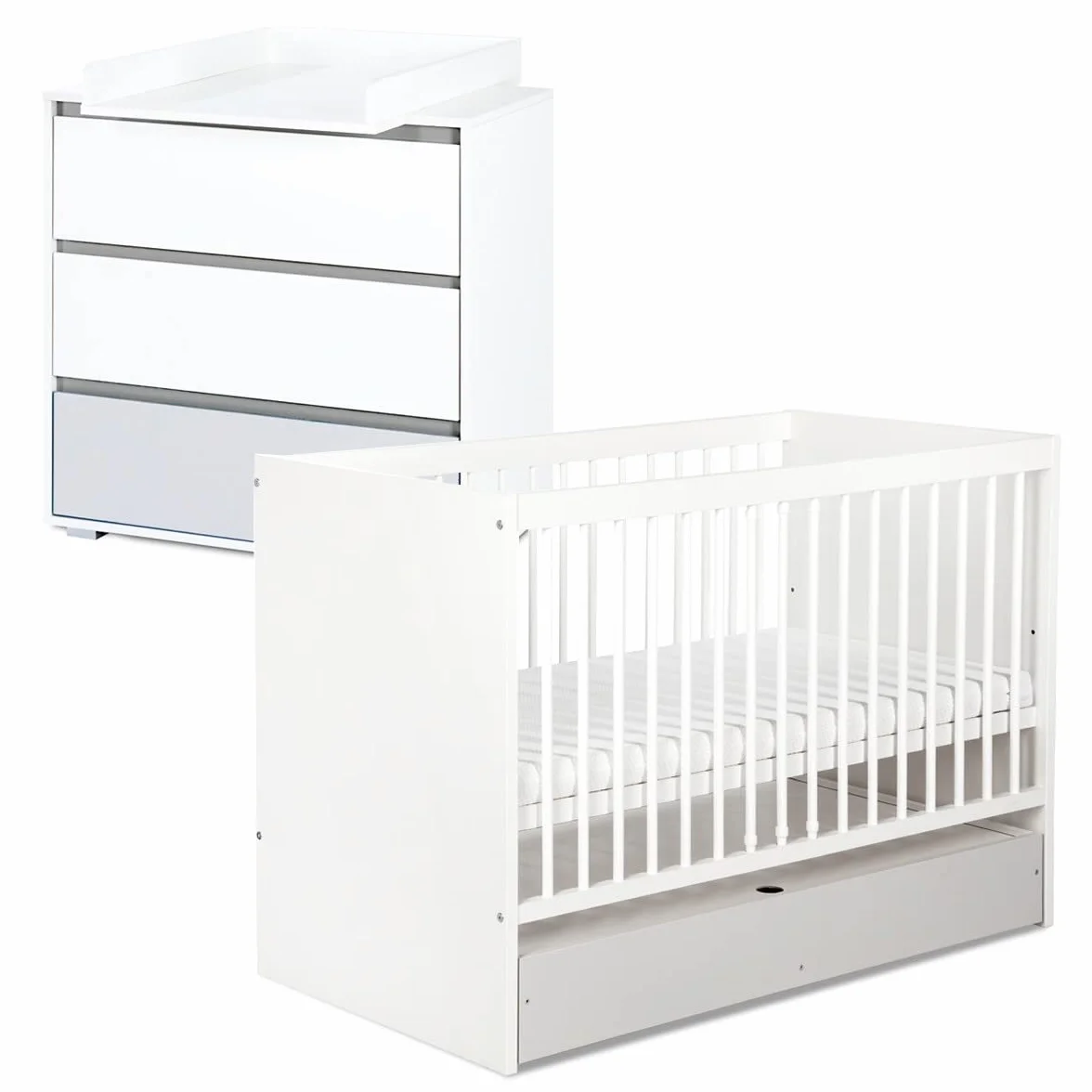 Mon Mobilier Design Dalia Ensemble Commode à Langer Lit Bébé Évolutif Blanc 120x60