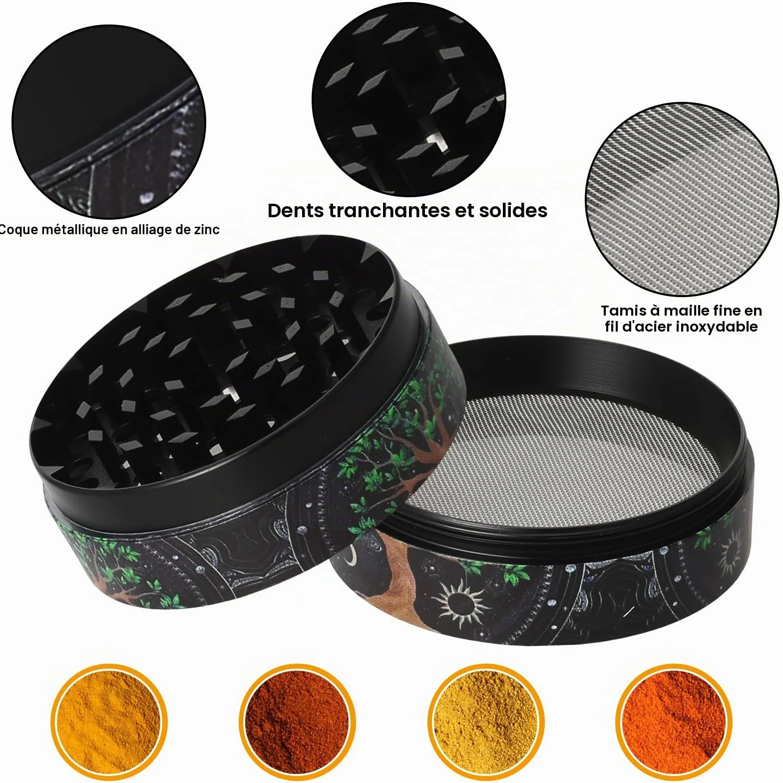 Effriteuse Grinder 63 mm Grattoir Brosse Plastique Motif d'Arbre