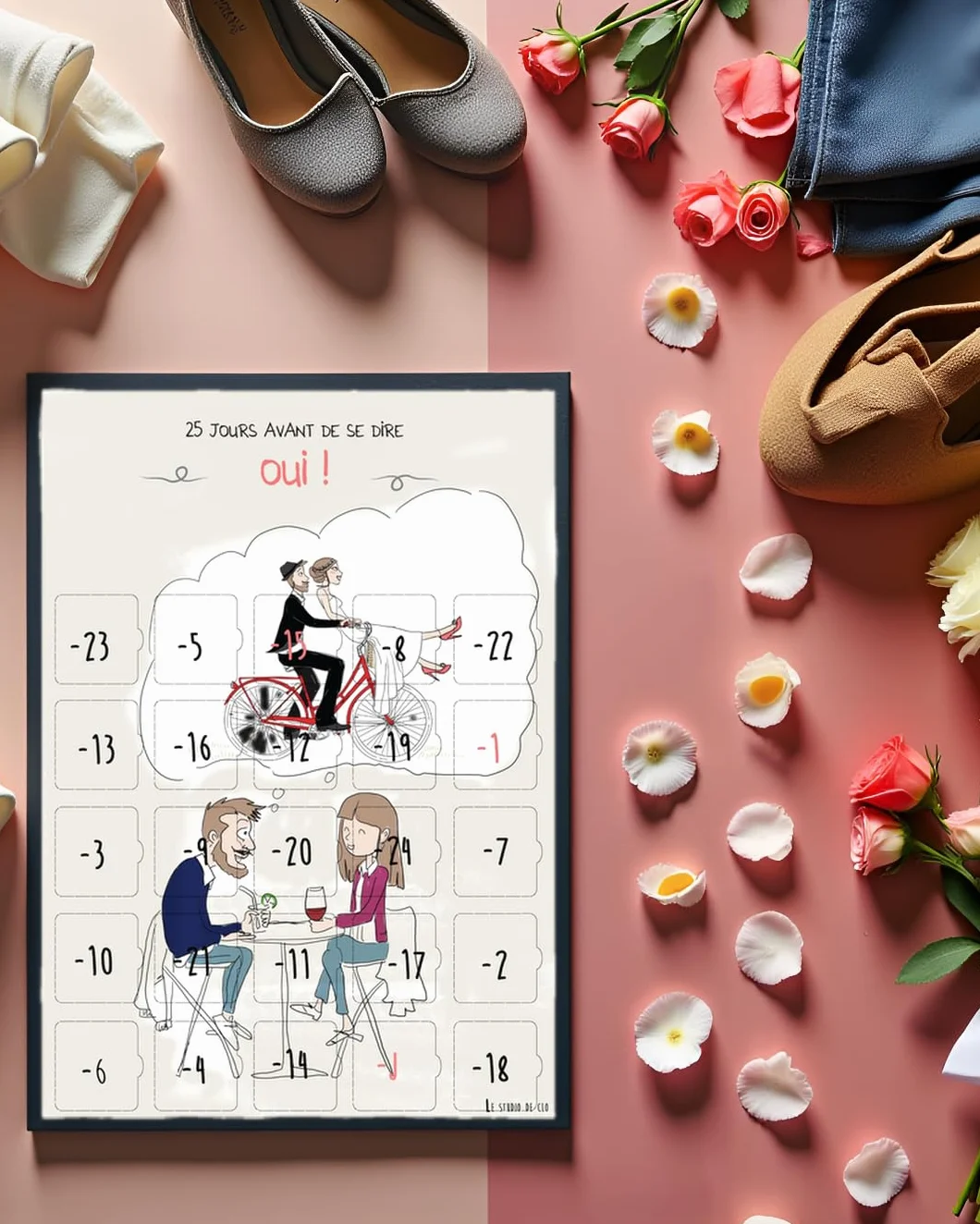 Calendrier de l'Avent Mariage 25 Jours - Cadeau Mariage Couple - Guide Organisation Mariage