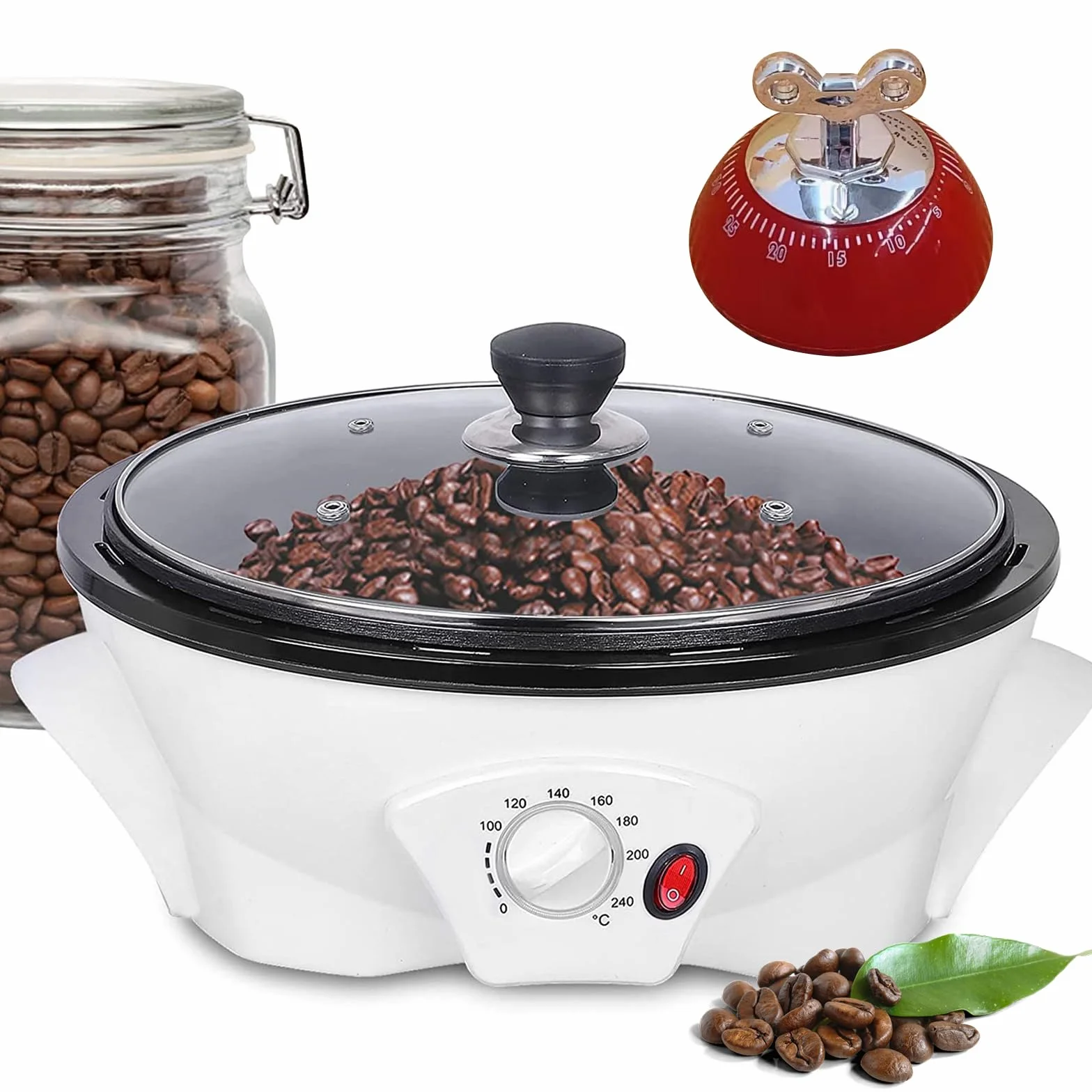 Torréfacteur De Café Électrique 1200W 500g Machine À Torréfier Les Grains Avec Minuteur Température Réglable 0-240°C