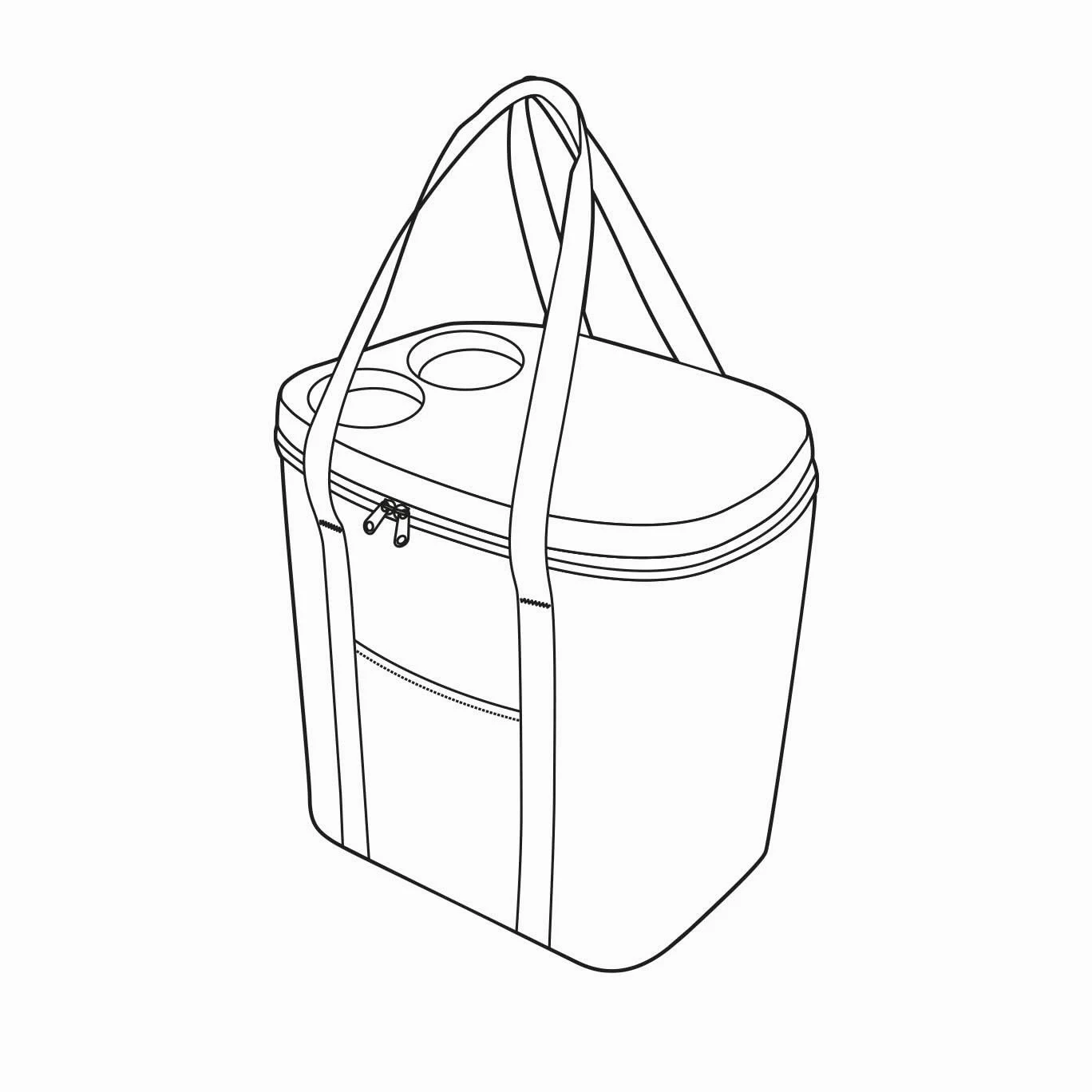 reisenthel coolerbag XL - très grand sac isotherme idéal pour vos pique-niques, doublure isotherme en feuille d'aluminium, couvercle à fermeture hermétique, capacité 30l, en noir, Couleur:twist silver