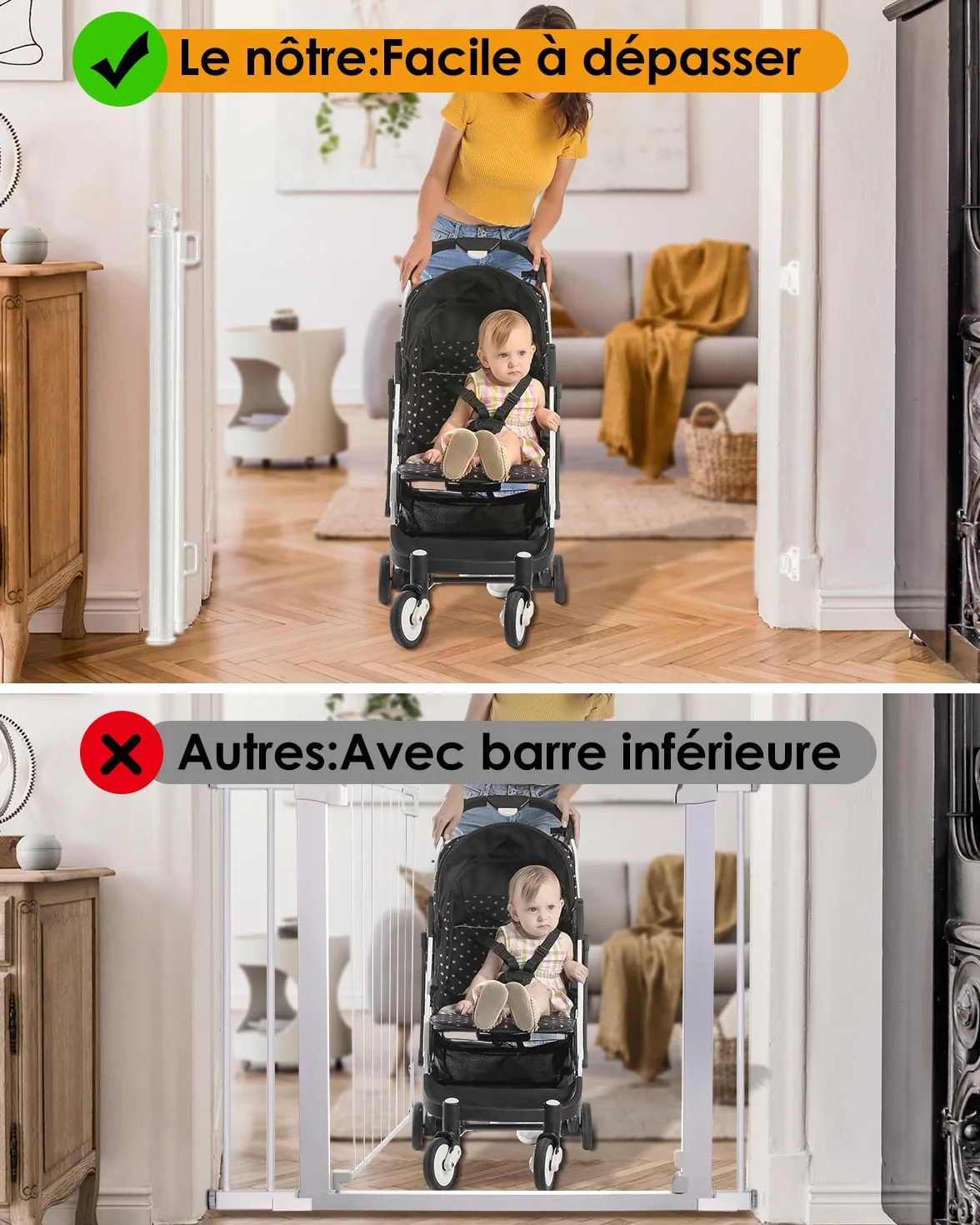 Barrière de Sécurité Enfant 0-140cm Extensible Rétractable pour Bébé Chien Escaliers Couloirs Blanc