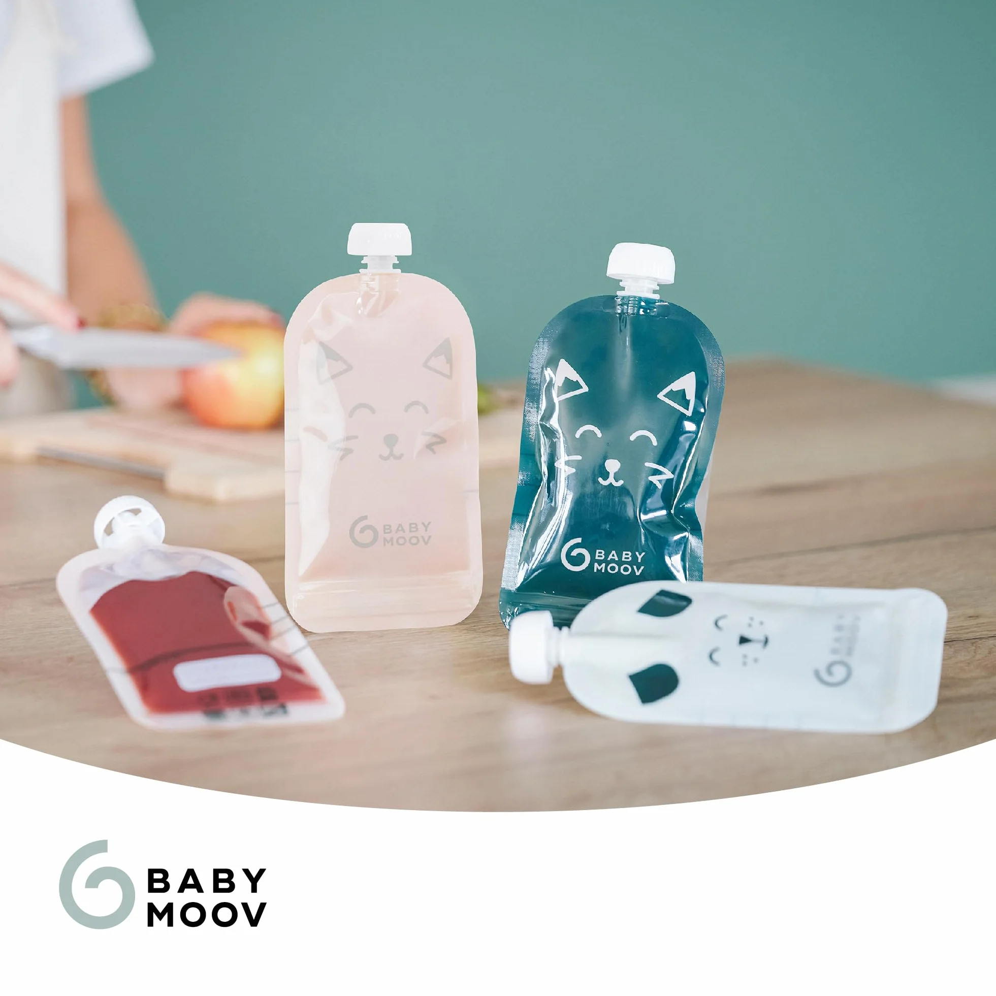 Babymoov Gourdes Réutilisables 150ml Bébé Enfant Plastique Recyclé sans BPA Hermétiques
