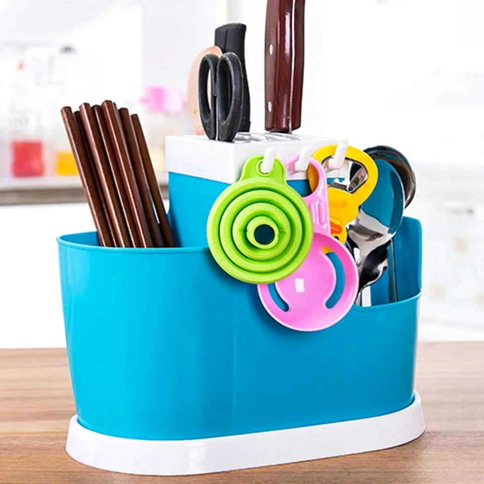 Bloc de rangement pour couteaux de cuisine, support pour couteaux uniquement, boîte multifonction pour ustensiles (cuillères, baguettes, fourchettes), rangement pour couverts, support en plastiqu
