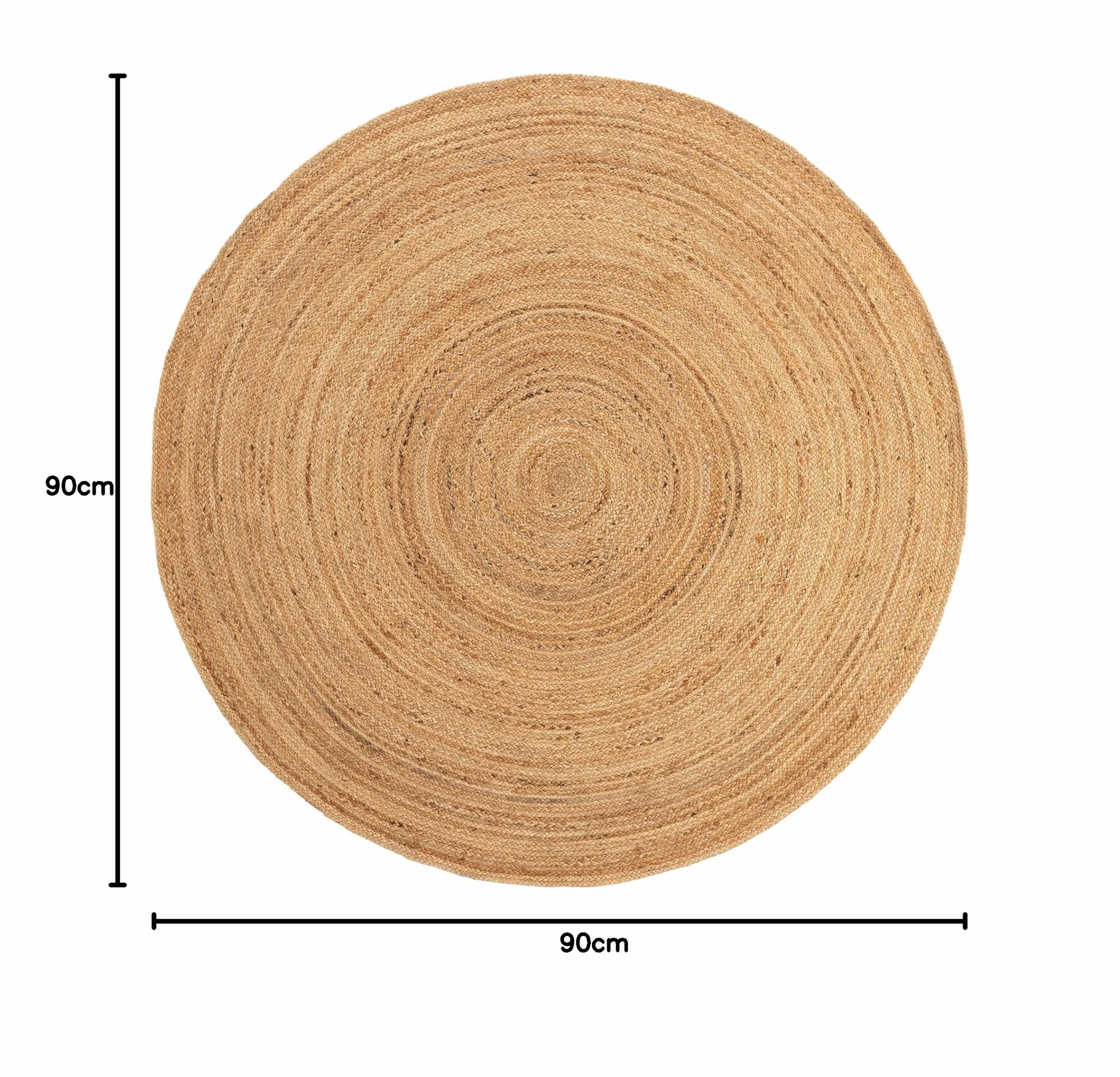 benuta Jutta Tapis en Jute Naturel - Rond 90 cm - Tapis de Salon tissé à la Main - Design Naturel - Convient pour Chauffage au Sol