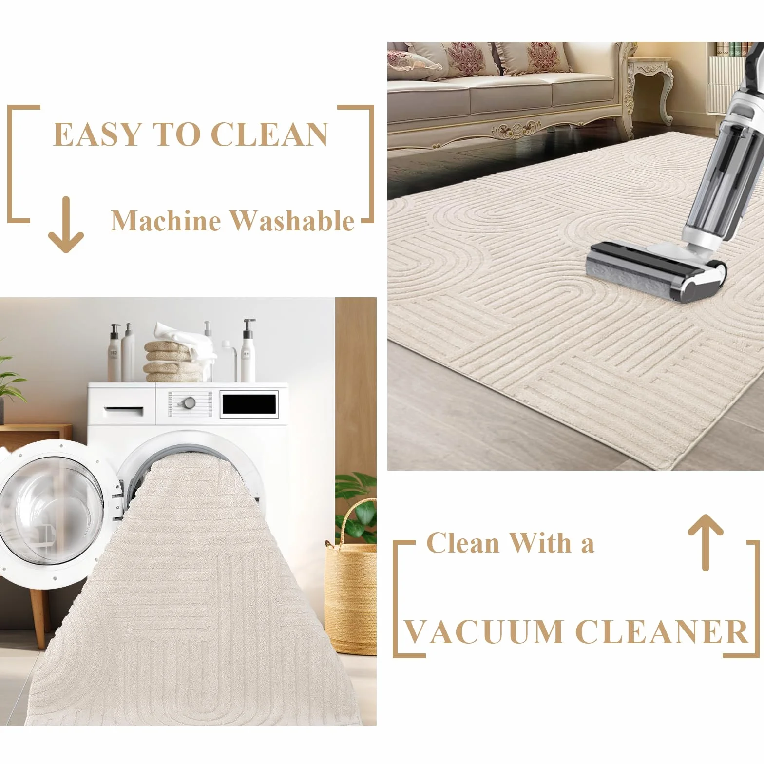 Tapis Salon Moelleux 160x230 cm Antidérapant Lavable en Machine Grand Tapis Salle à Manger Intérieur