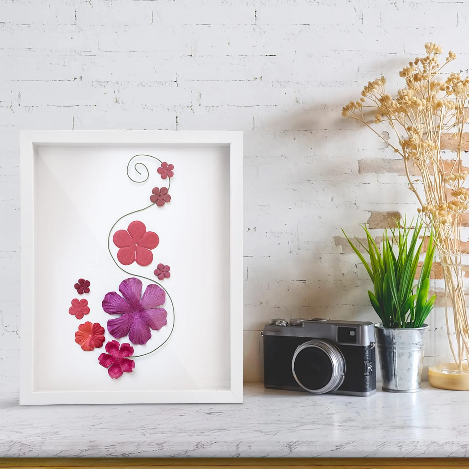 Cadre Photo 3D A4 22,7x31,4cm Profondeur 5cm Bois Cadre Boîte d'Ombre pour Photos Fleurs Souvenirs Médailles