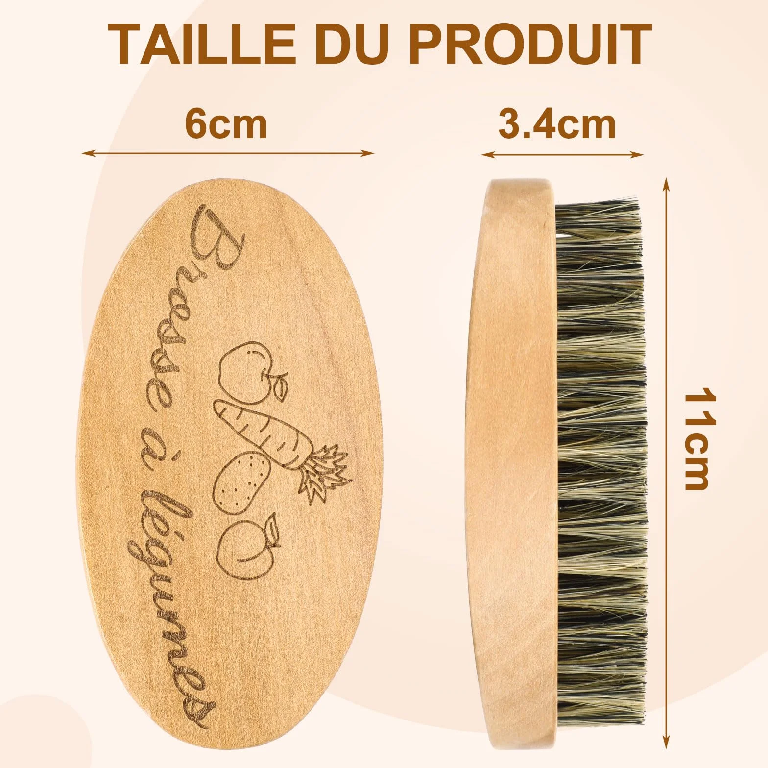 AUGSUN Brosse à Légumes, Brosses à Récurer pour Plats Fruits et Légumes, Brosse de Nettoyage Cuisine