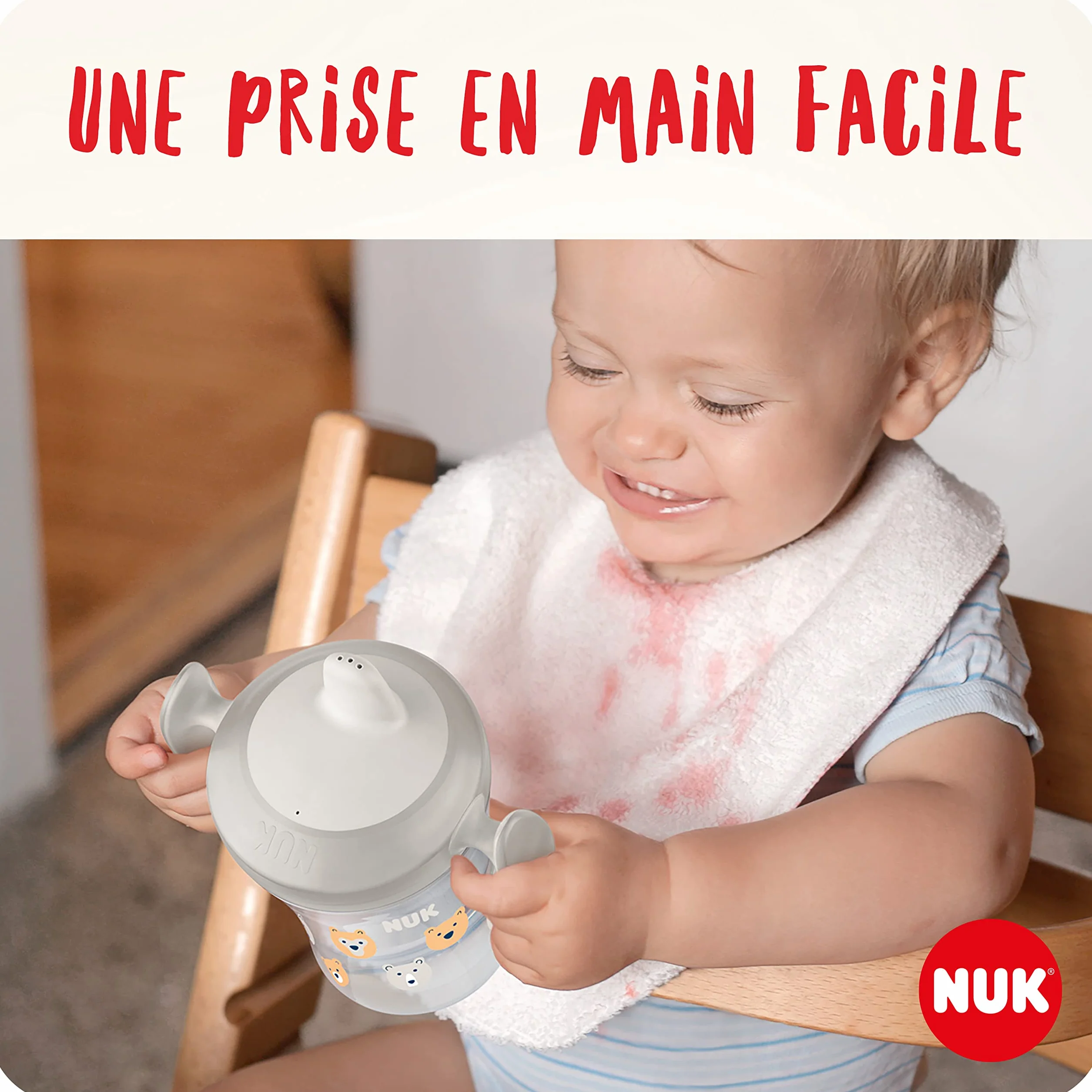 NUK Trainer Cup tasse d'apprentissage embout souple antifuite 230ml 6+ mois zèbre bleu