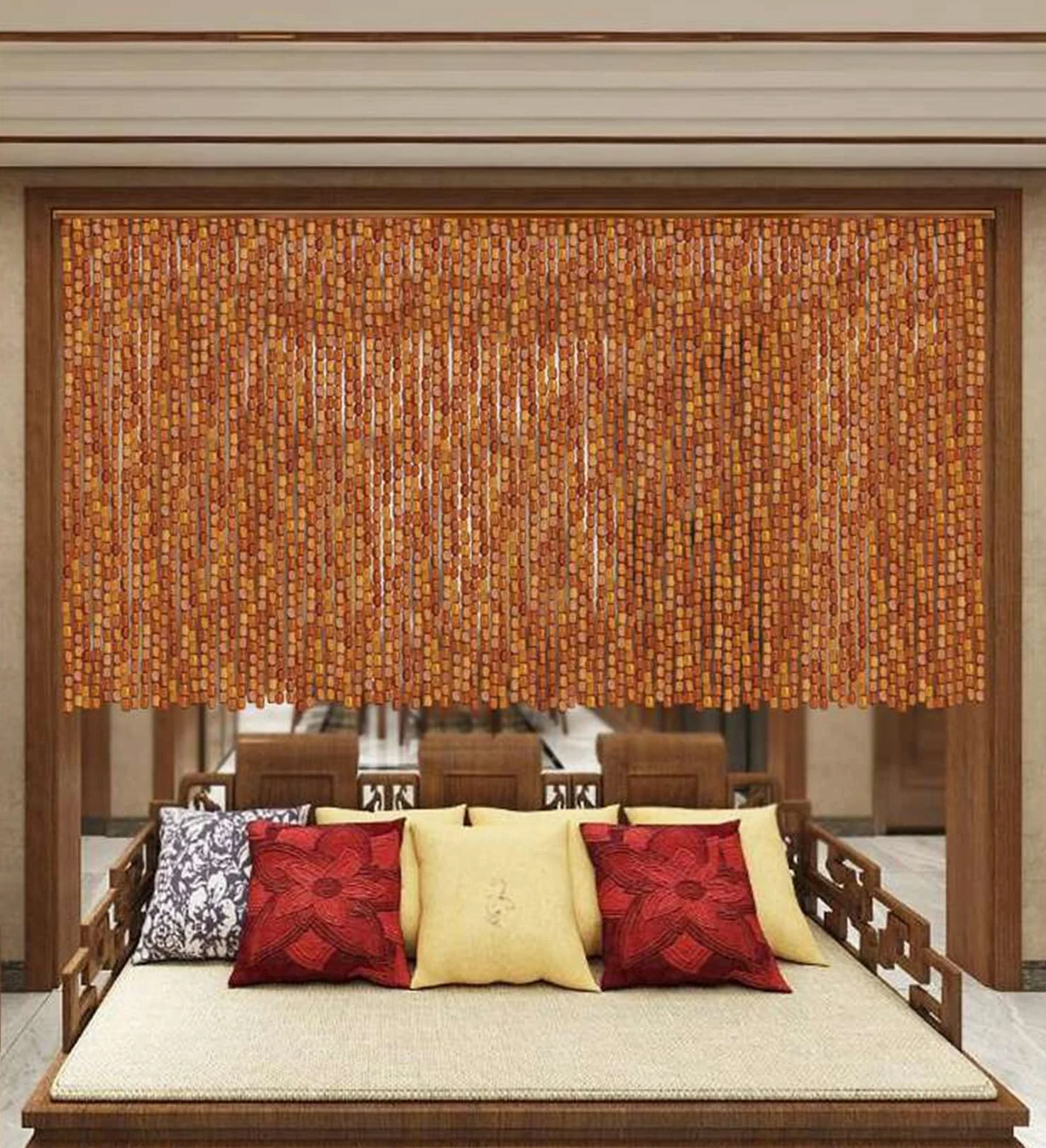 Rideau de Porte en Bambou Rideau de Perles en Bois,Rétro Rideau a Perles Diviseur Décoration Séparateur Panneau D'écran Intimité,pour Porte Entrée Salon Chambre,Personnalisé (70 shares-W70xH100cm)