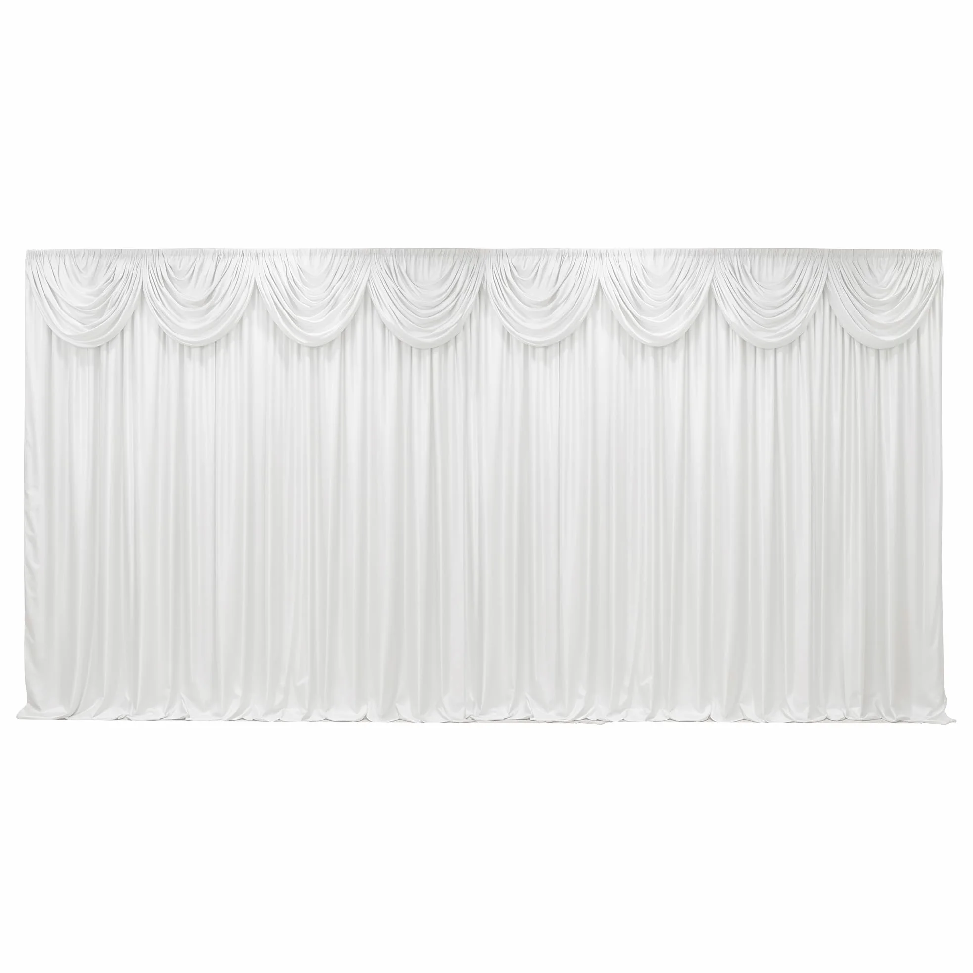Trimming Shop Toile de fond blanche en soie glacée avec feston détachable pour mariage, fête, événement, anniversaire, Noël, studio photo, festival, décoration de fenêtre, 3 x 6 m