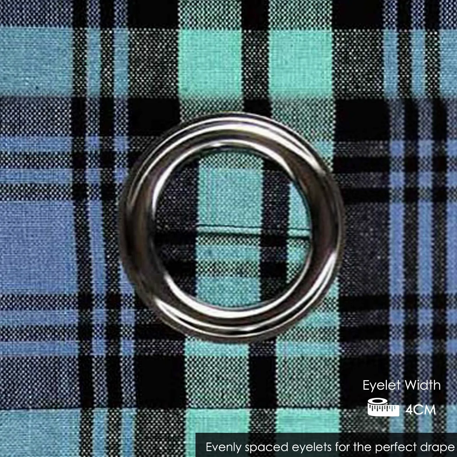 HOMESCAPES – Paire de Rideaux à œillets Bleu Tartan – Blackwatch 137 x 182 cm