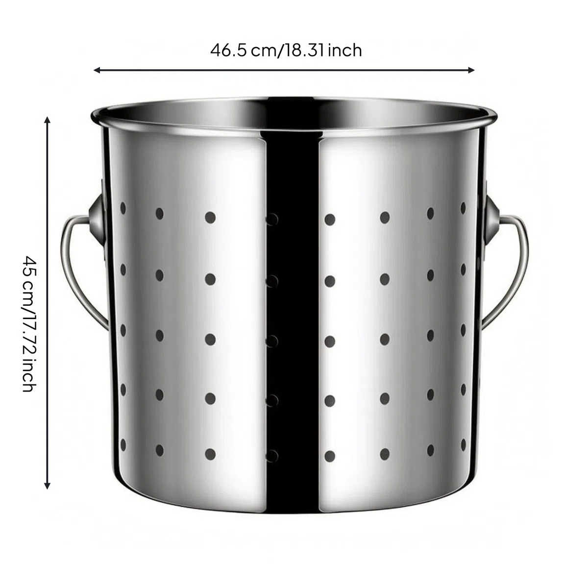 LOVIVER Seau en Acier Inoxydable Perforé Seau D'égttage Fond Plein Compact Récipient à Rinçage pr Cuisine, 45CM