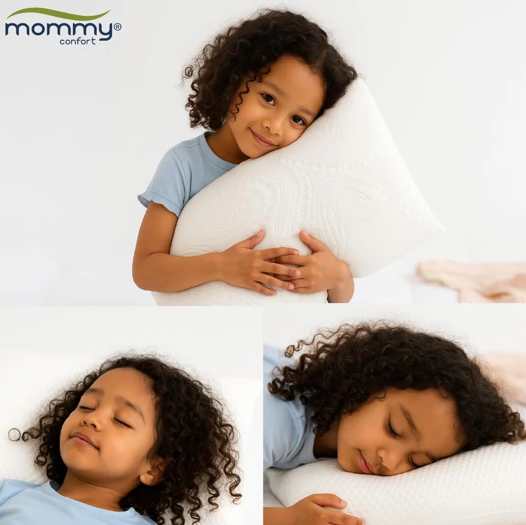 Oreiller Enfant Viscoélastique 40x60x6 Ergonomique Hypoallergénique Soutien Cervical Housse Lavable