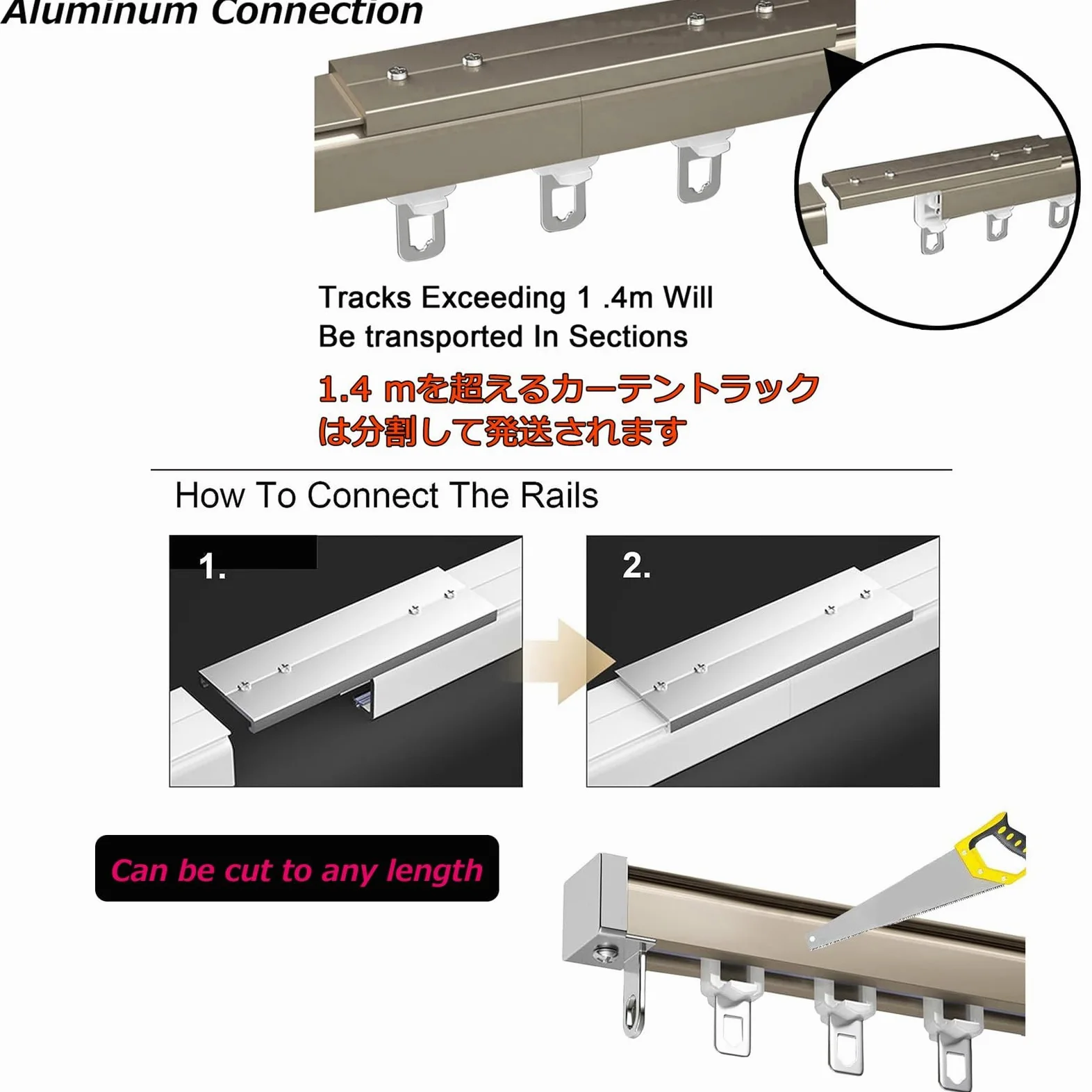 V3VOGUE Rail De Rideau De Plafond en Aluminium 0.5m/1m/3m/6m, Pas Facile À Rouiller, Système De Rail De Rideaux Coulissant Multi-usages pour Séparateur De Pièce Douche Salon Chambre