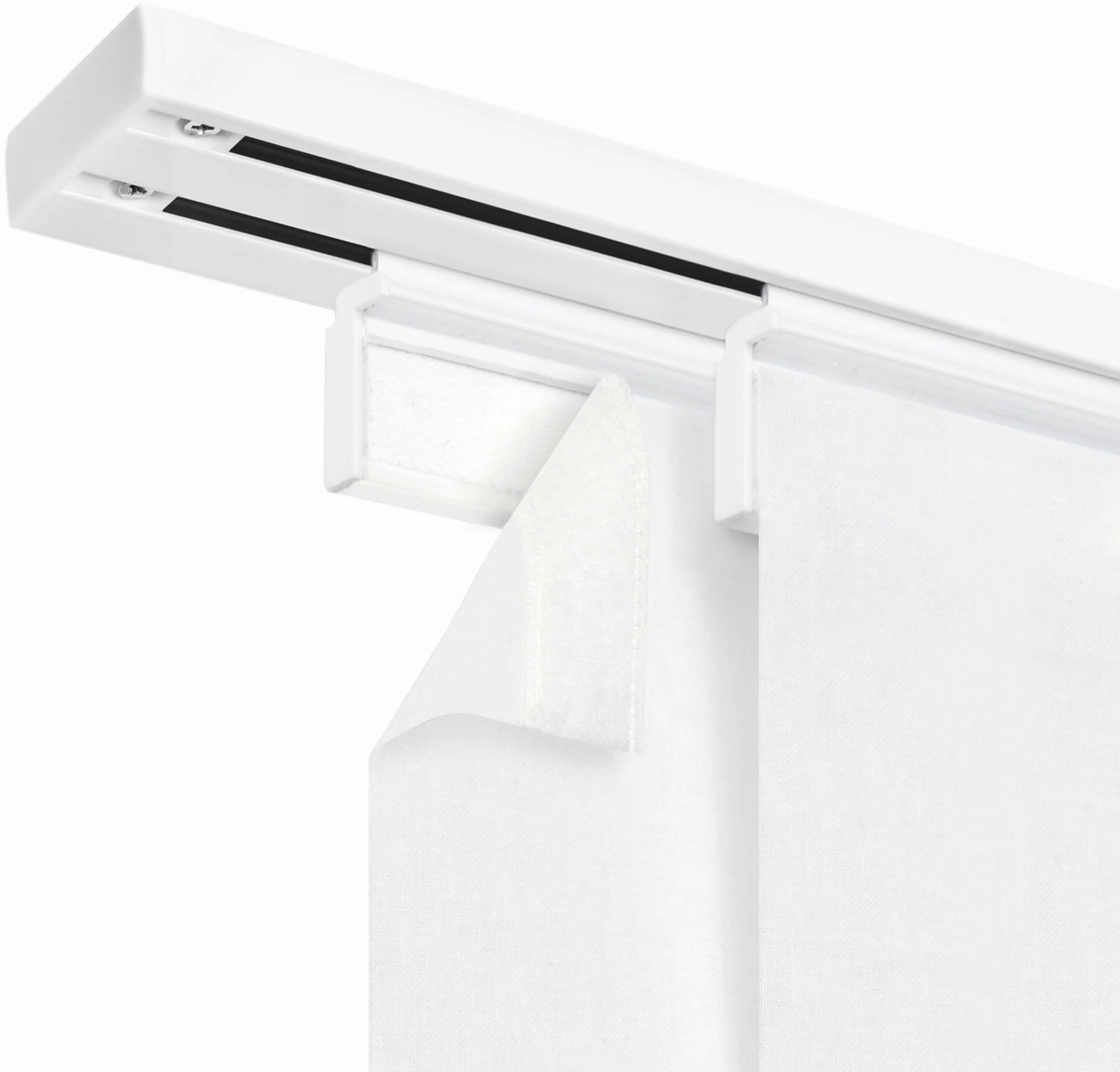 Kit de rails pour panneaux en tissu avec auto-agrippant, montage au plafond - 2 voies, support mural + bande auto-agrippante, aluminium, kit de 1 rail et 2 supports pour panneaux en tissu de 60 cm