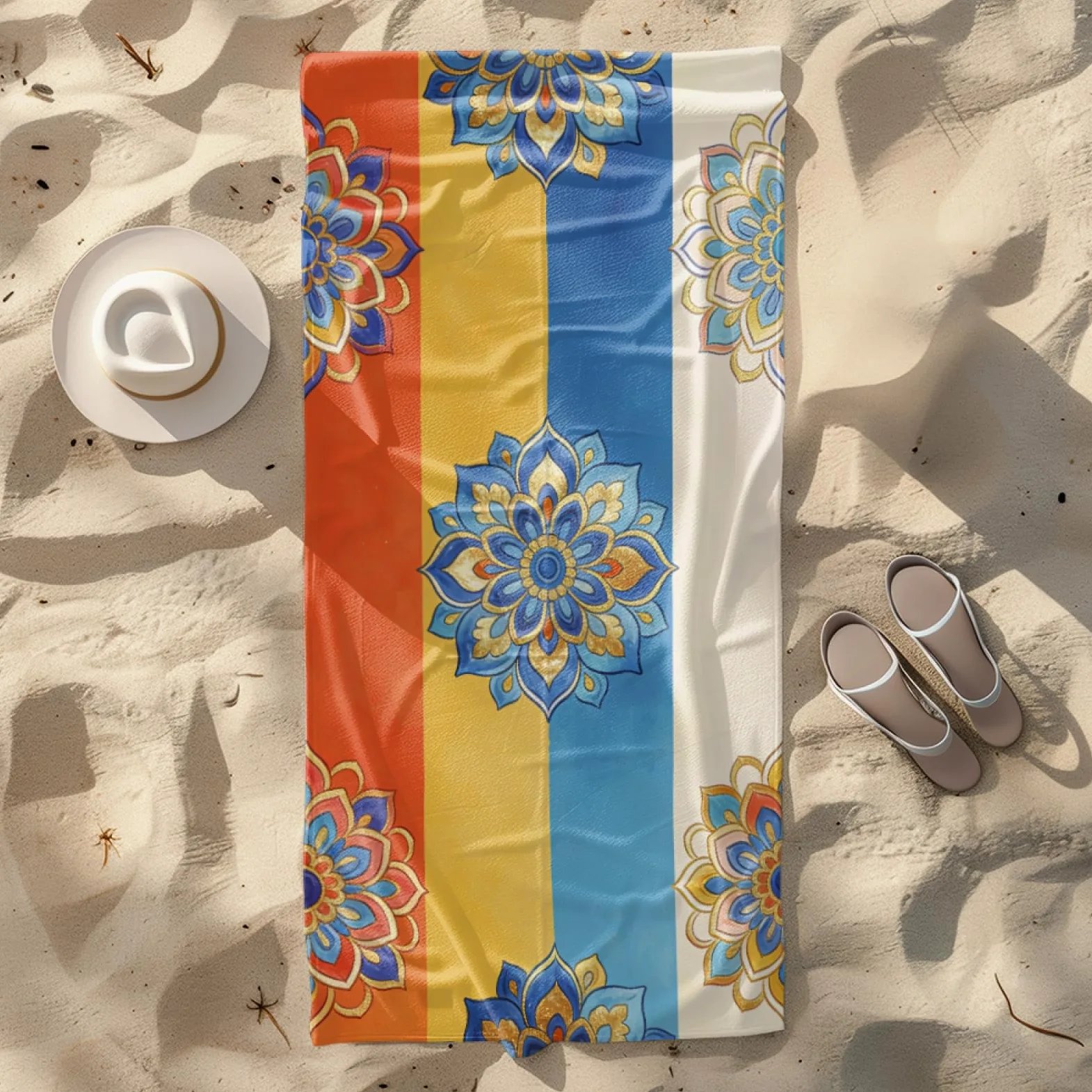 Tapis de Plage XXL Anti Sable Orange De Style Bohème Serviette Piscine Adulte,Natte De Plage Pliable, Voyage Accessoires De Plage Camping,Serviette de Bain Personnalisée