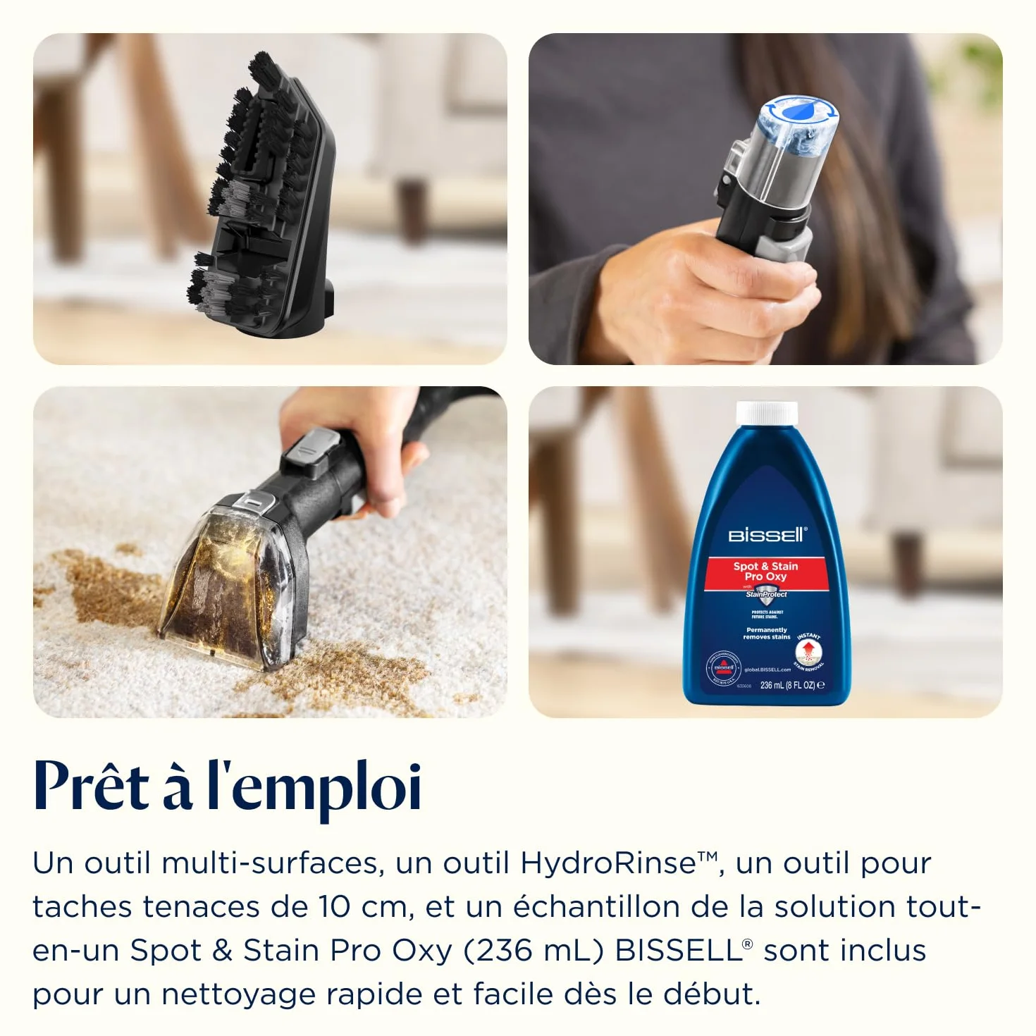 BISSELL SpotClean HydroSteam Shampouineuse Canapé 1000W Nettoyeur Vapeur HydroSteam Tapis Moquettes Meubles Tissus Voiture 3689N