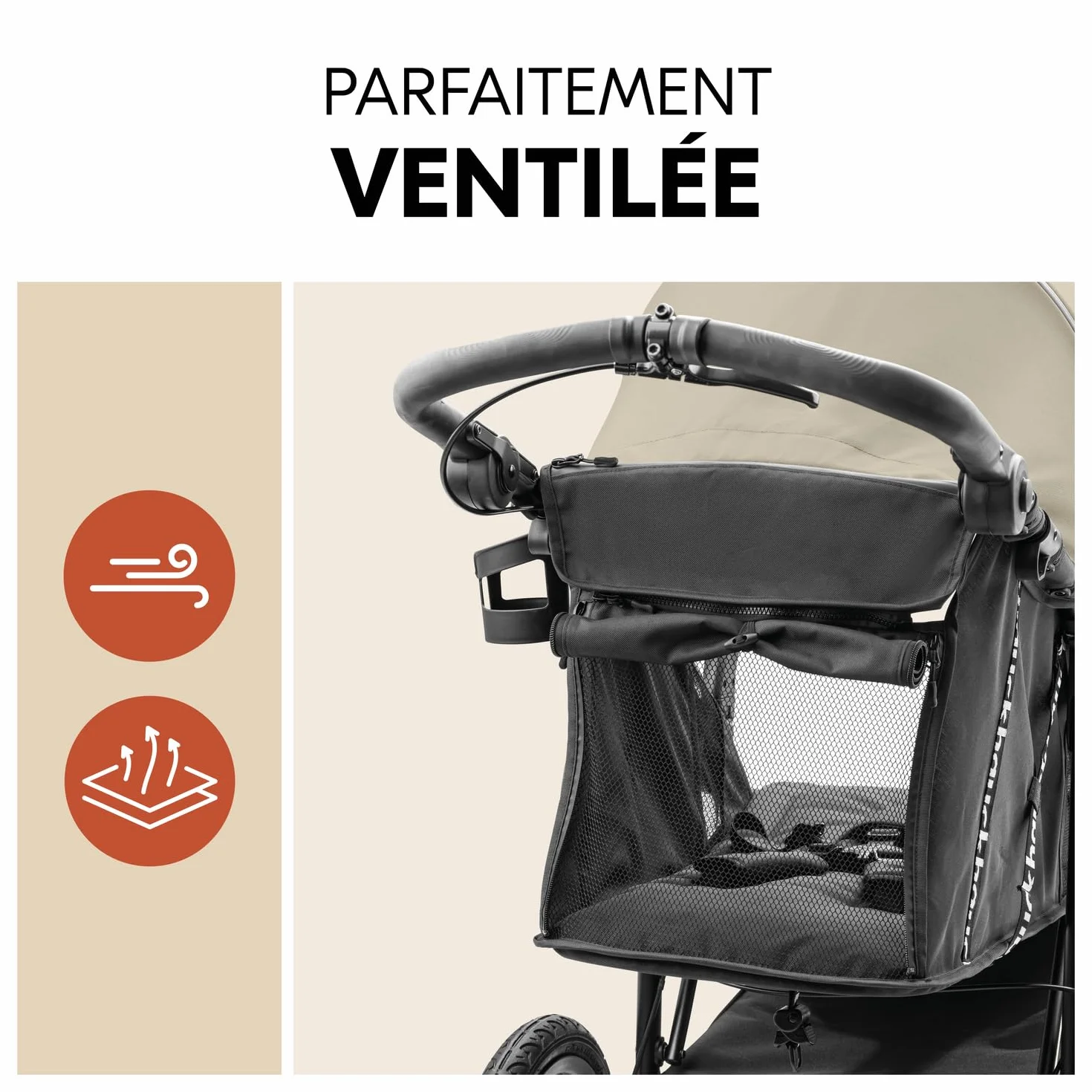 Hauck Runner 3 Olive Poussette 3 Roues Bébé Grandes Roues Air Suspension Frein à Main Canopy XL Fenêtre Maille Panier Couvercle Inclinable Porte-Gobelet 22 kg