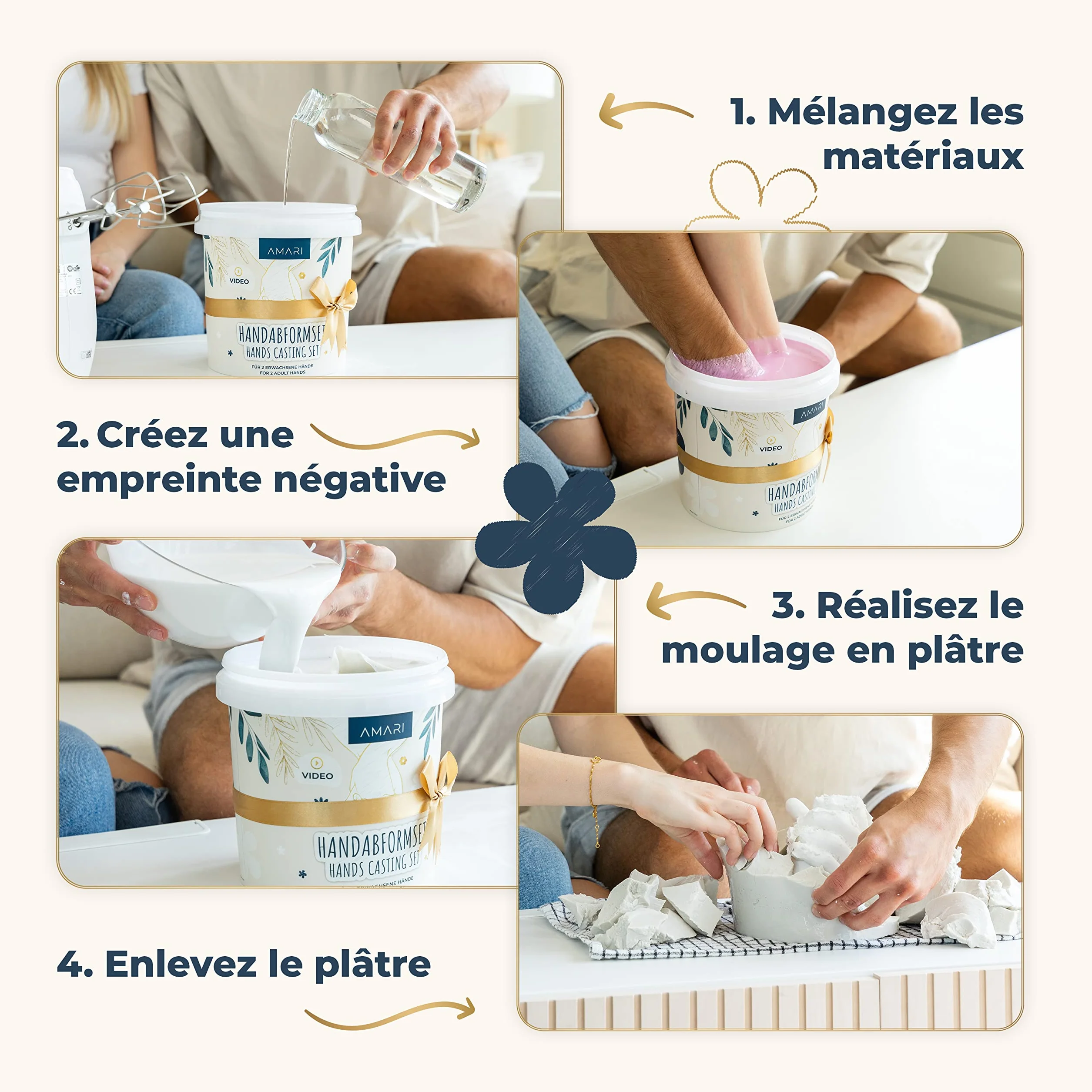 Amari 3D Kits de Moulage et d'Empreintes – Kit de Moulage Main pour Couples et Familles