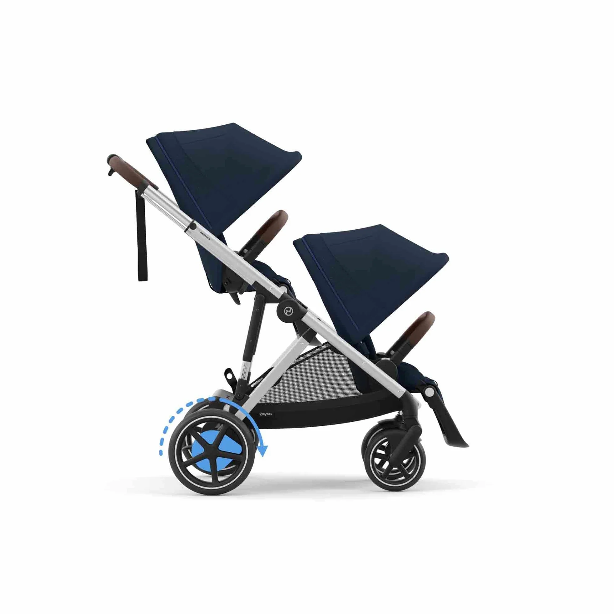 CYBEX Poussette Gold e-GAZELLE S, de la naissance à 4 ans, max 22 kg, système tout-en-1 avec propulsion électrique, bleu océan