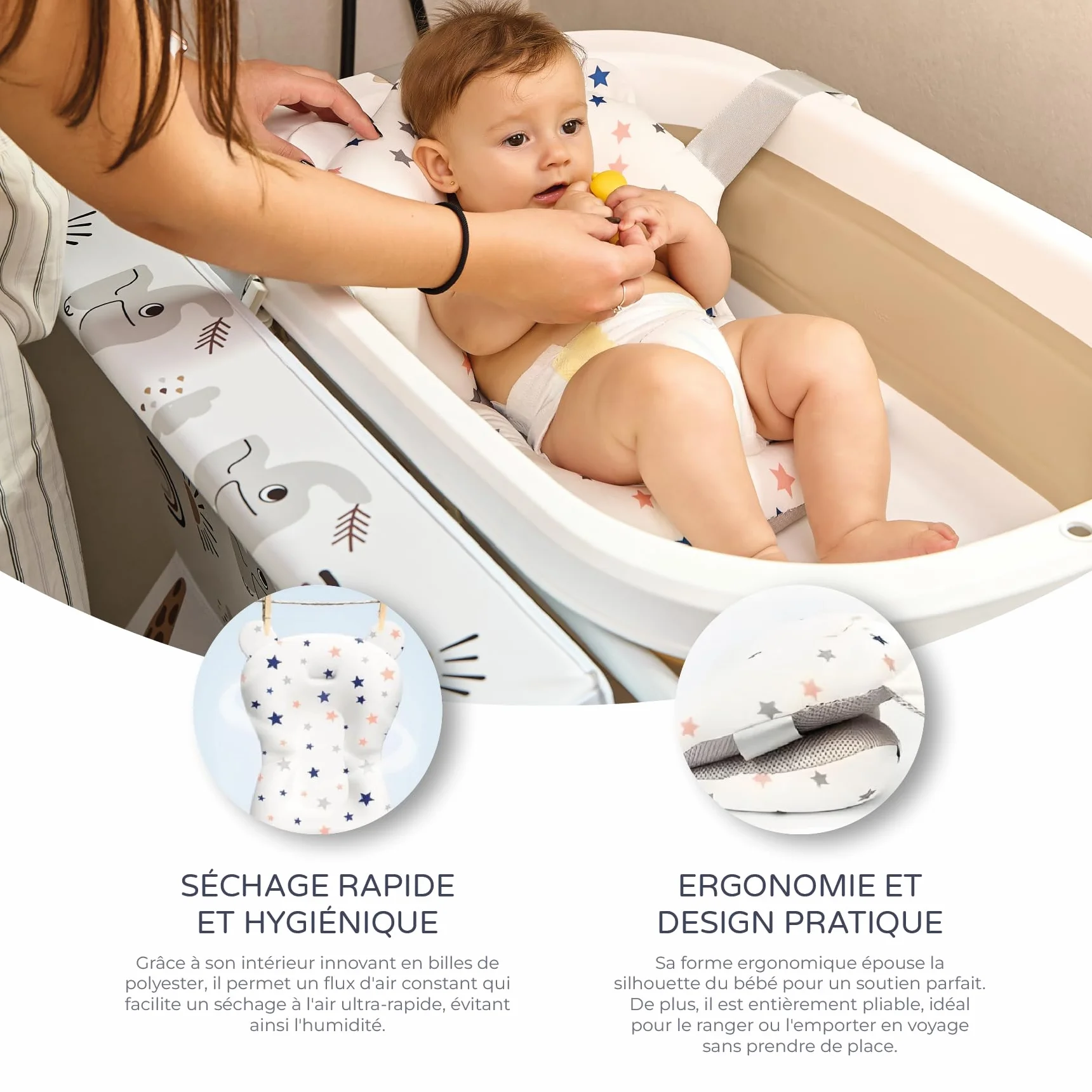 Coussin Réducteur Adaptable pour Baignoire Pliable MS BabyWorld - Portable Maison Voyages