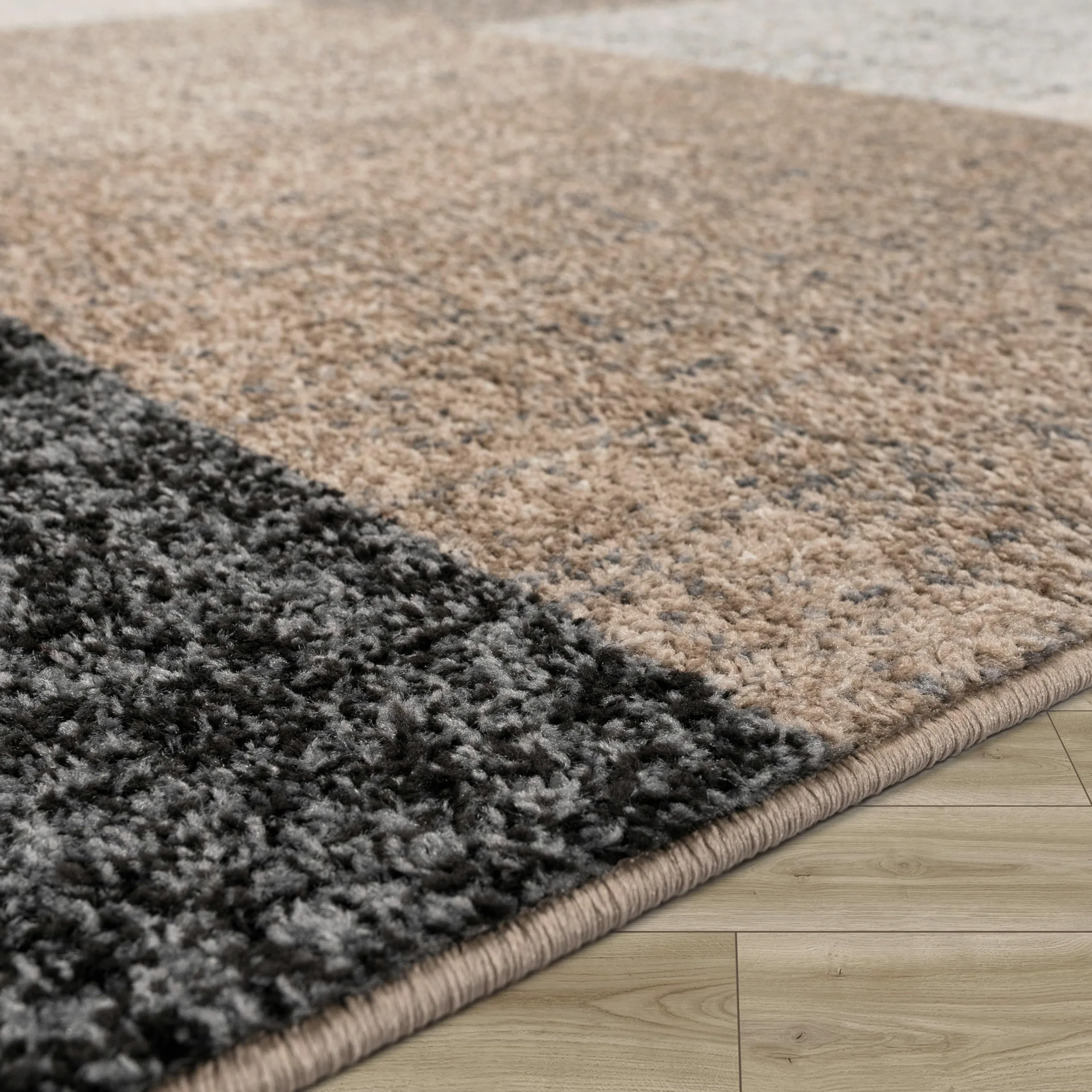 Paco Home Tapis Moderne à Carreaux Poils Courts Moucheté Brun Crème, Dimension:140x200 cm