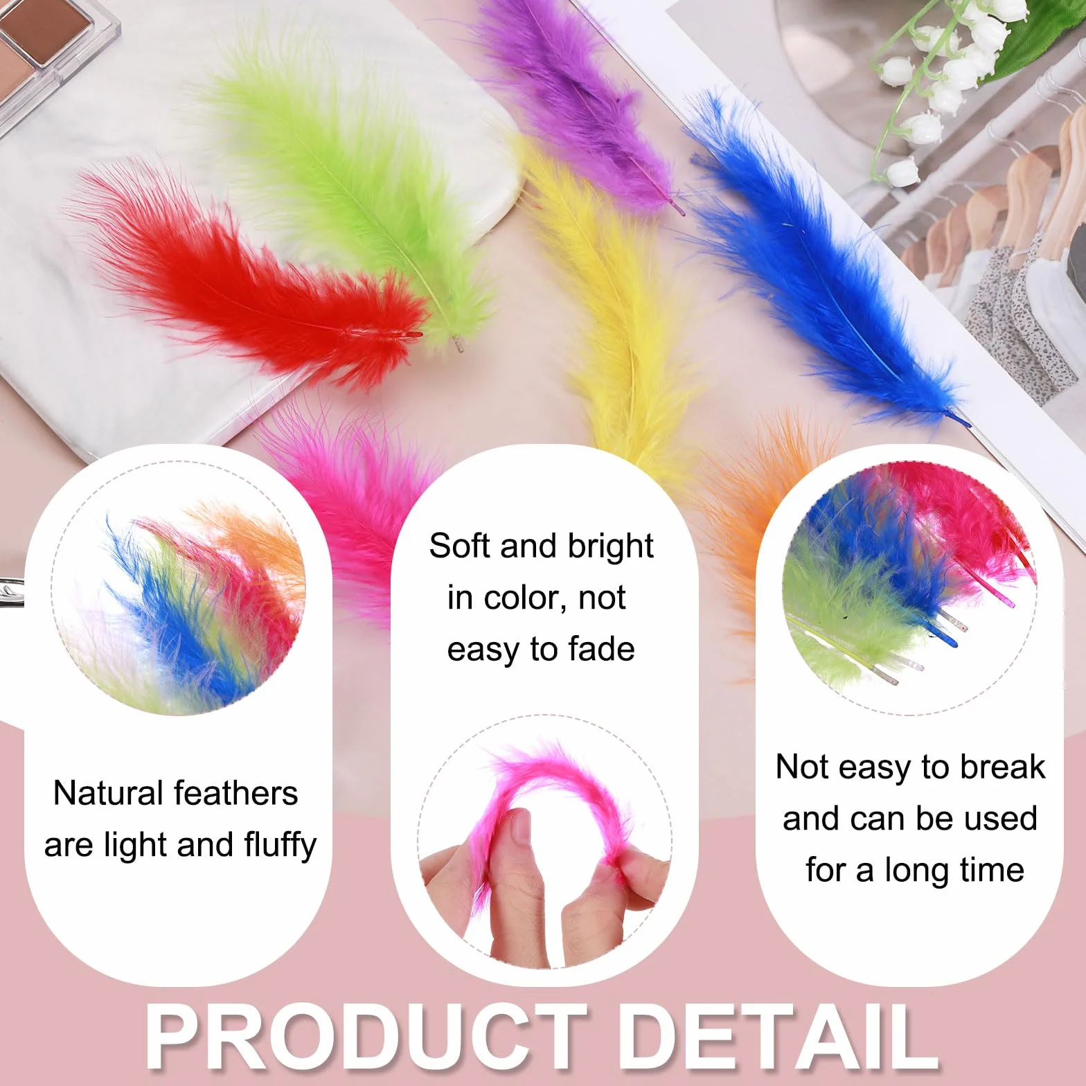 PATIKIL 100 Pièces Plumes de Dinde Marabou Duveteuses 4-6 Pouces Pastel Naturelles pour Création Attrape-Rêves Décoration Fête