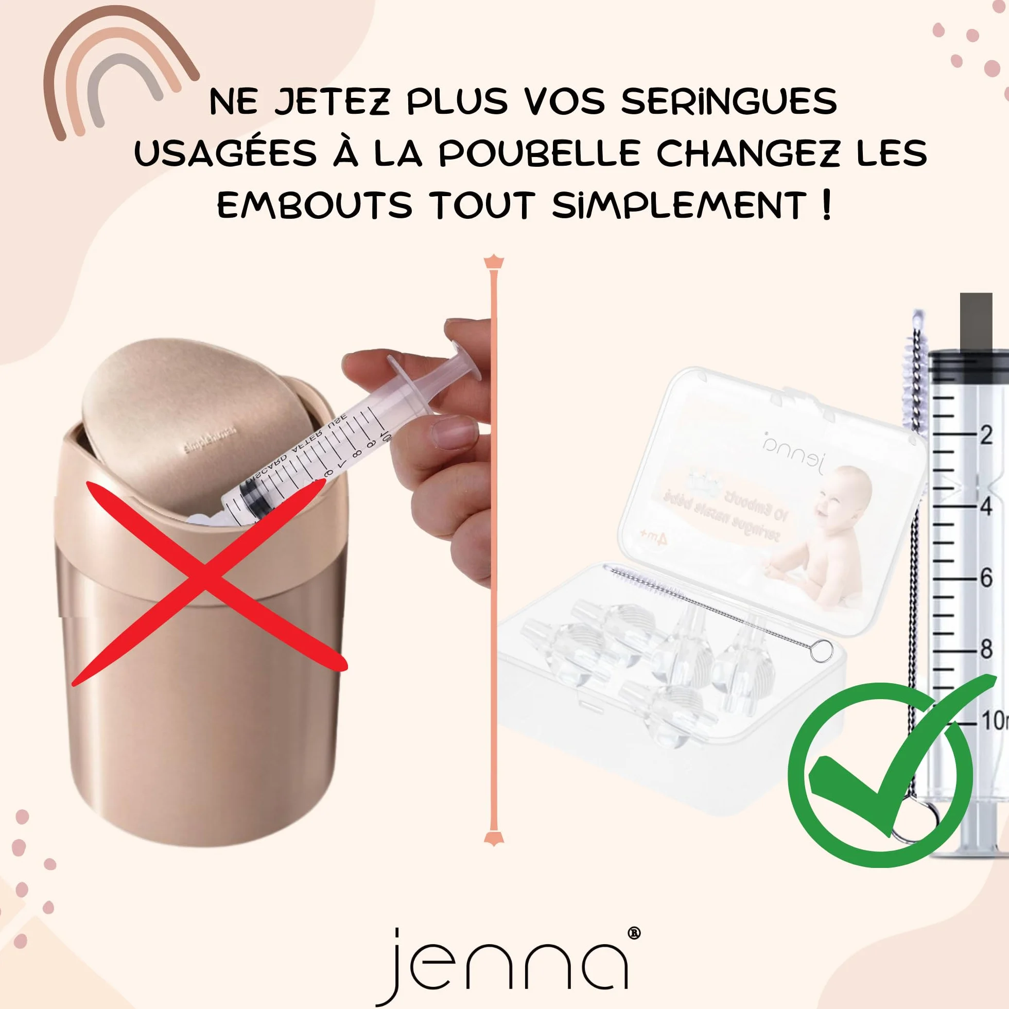 Embouts Seringue Nasale Bébé Réutilisables Silicone Hypoallergénique Compatible Sérum Physiologique Brosse Incluse