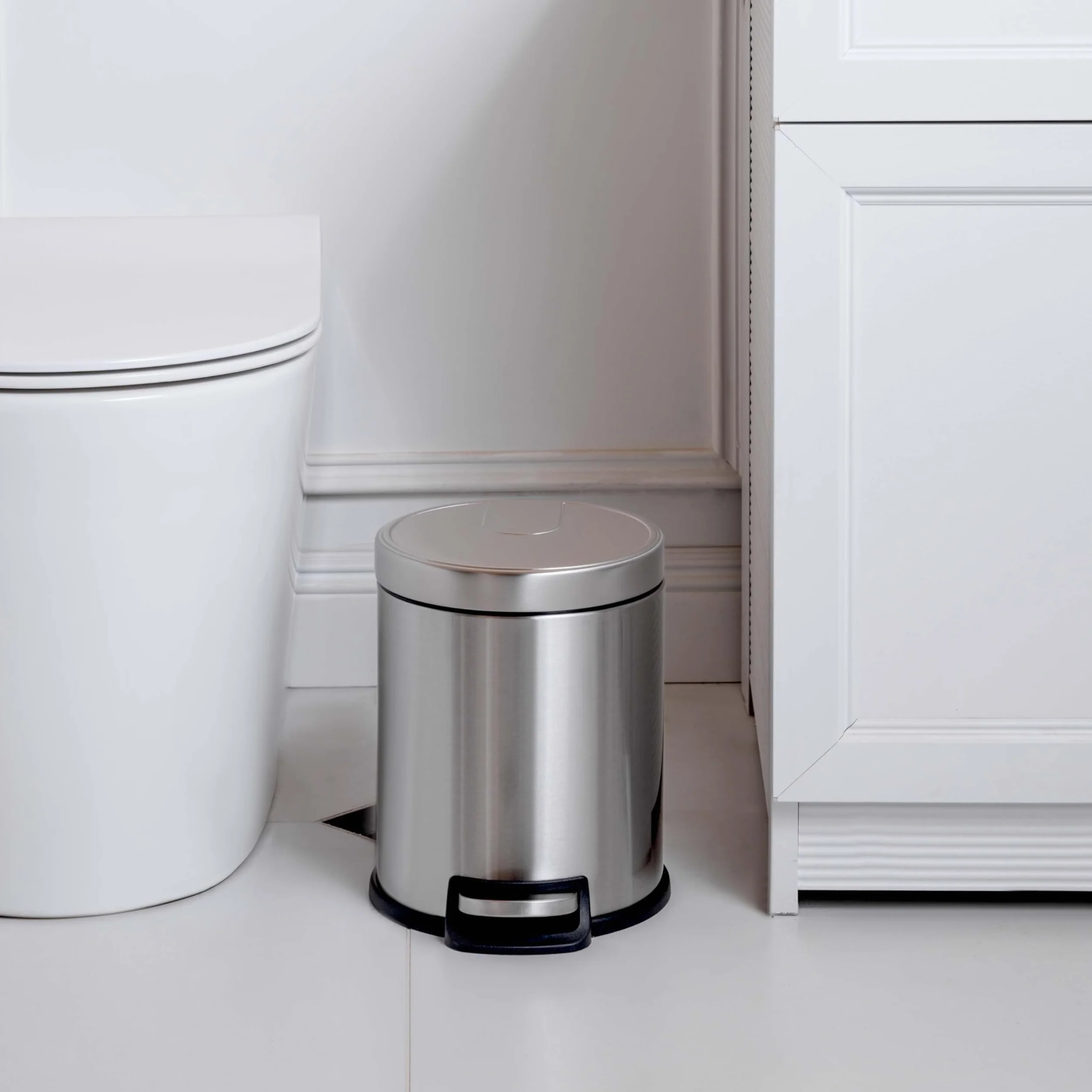 Amazon Basics Petite poubelle ronde cylindrique acier inoxydable brossé 5 L