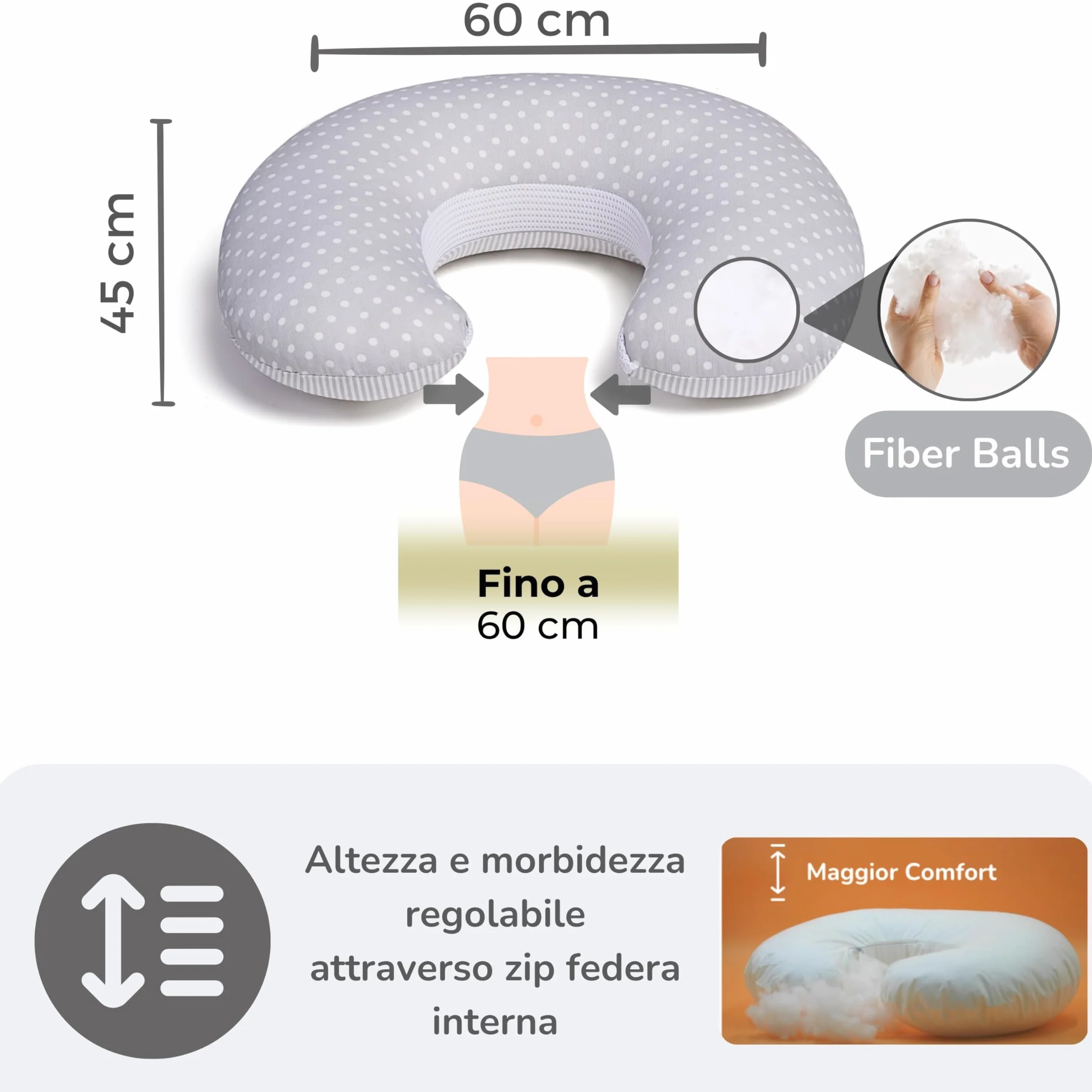 Coussin Allaitement Dilamababy 100% Coton Oeko-Tex Déhoussable Lavable