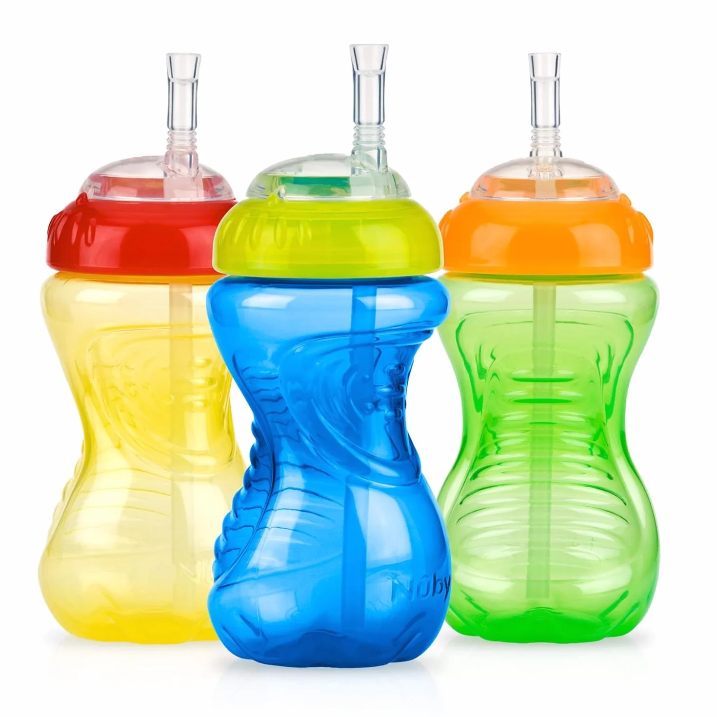 Nuby Tasse anti-fuite avec Paille Flexible 300ml 3 pack 12+ Mois