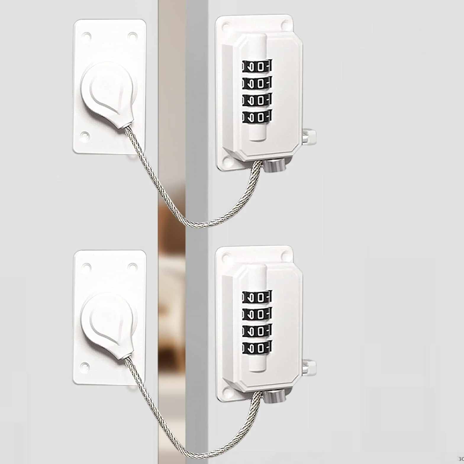 Cadenas Frigo Enfant Serrure Réfrigérateur Combinaison Sécurité Fenêtre Sans Percage Verrou Placard Rotatif 360° Blanc 2 Pièces
