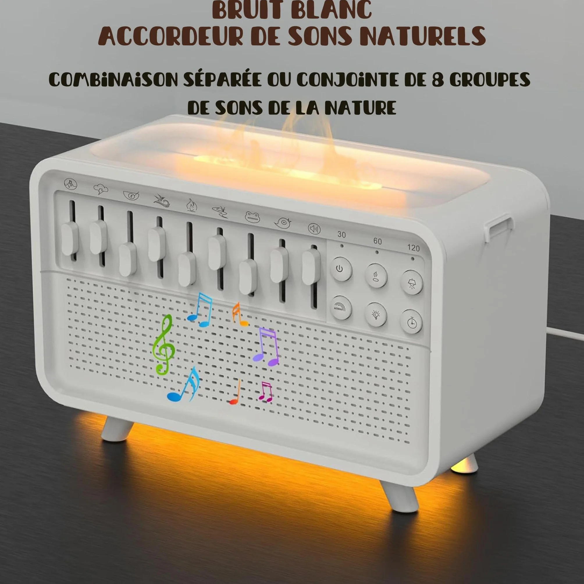 Enceinte Bluetooth 4 en 1 - Machine à bruit blanc pour bébés et adultes, humidificateur avec veilleuse et aromathérapie
