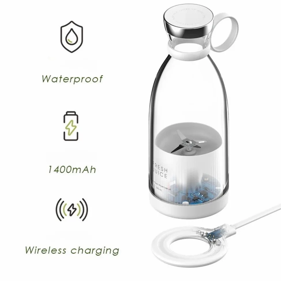 Dr.Boyd's HEALTH Mini mixeur portable pour milkshakes et smoothies - Récipient de 340,2 g, chargement magnétique sans fil, batterie rechargeable, moteur de 50 W, étanche, caractéristiques de sécurité