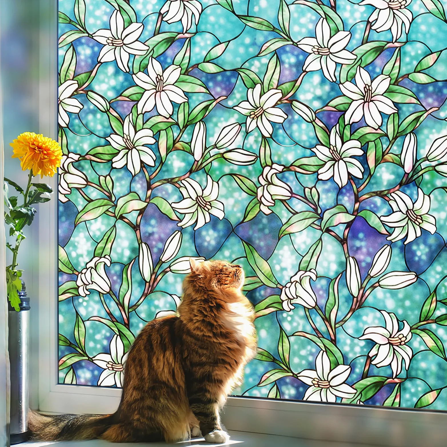 Coavas Film de confidentialité pour fenêtre - Film teinté non adhésif pour fenêtre de salle de bain - Vinyle dépoli - 60 x 200 cm