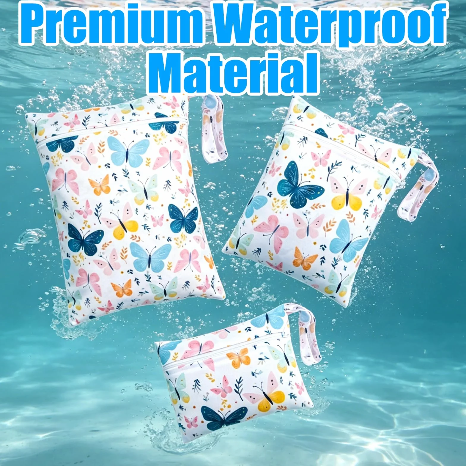 Sacs à Couches Lavables 3 Pièces Wetbag Imperméable avec Poignée pour Bébé Voyage Plage