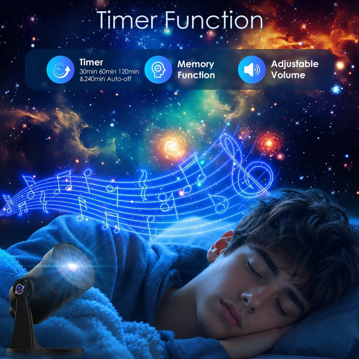 VanSmaGo Projecteur Ciel Étoilé Galaxie, Galaxy Projecteur Chambre 360° Rotatif avec Minuterie