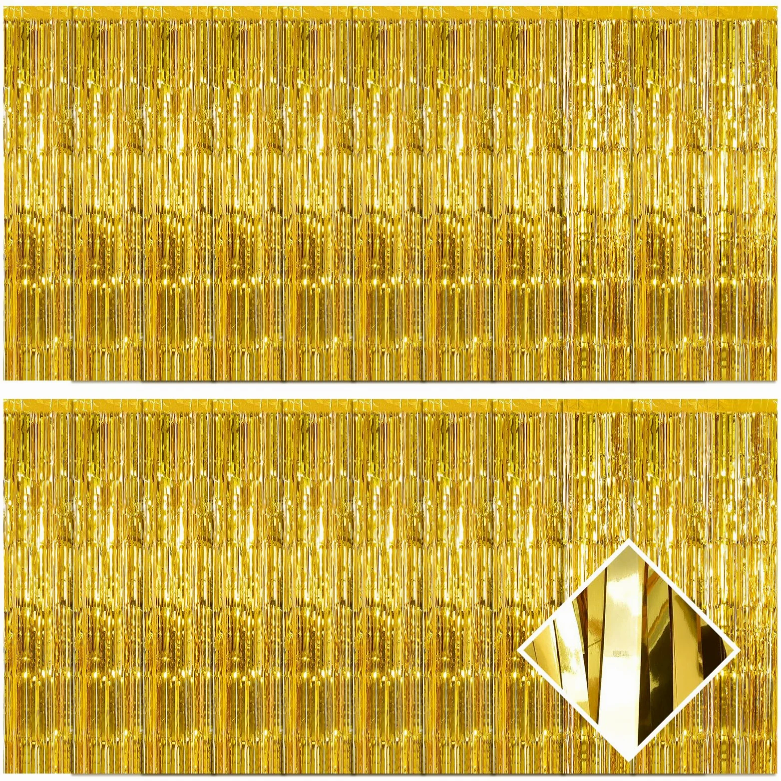 Lot de 20 rideaux à franges en feuille d'or de 1 x 3 m - Rideaux à franges en feuille dorée métallique pour décoration de fête d'anniversaire, fiançailles, enterrement de vie de jeune fille