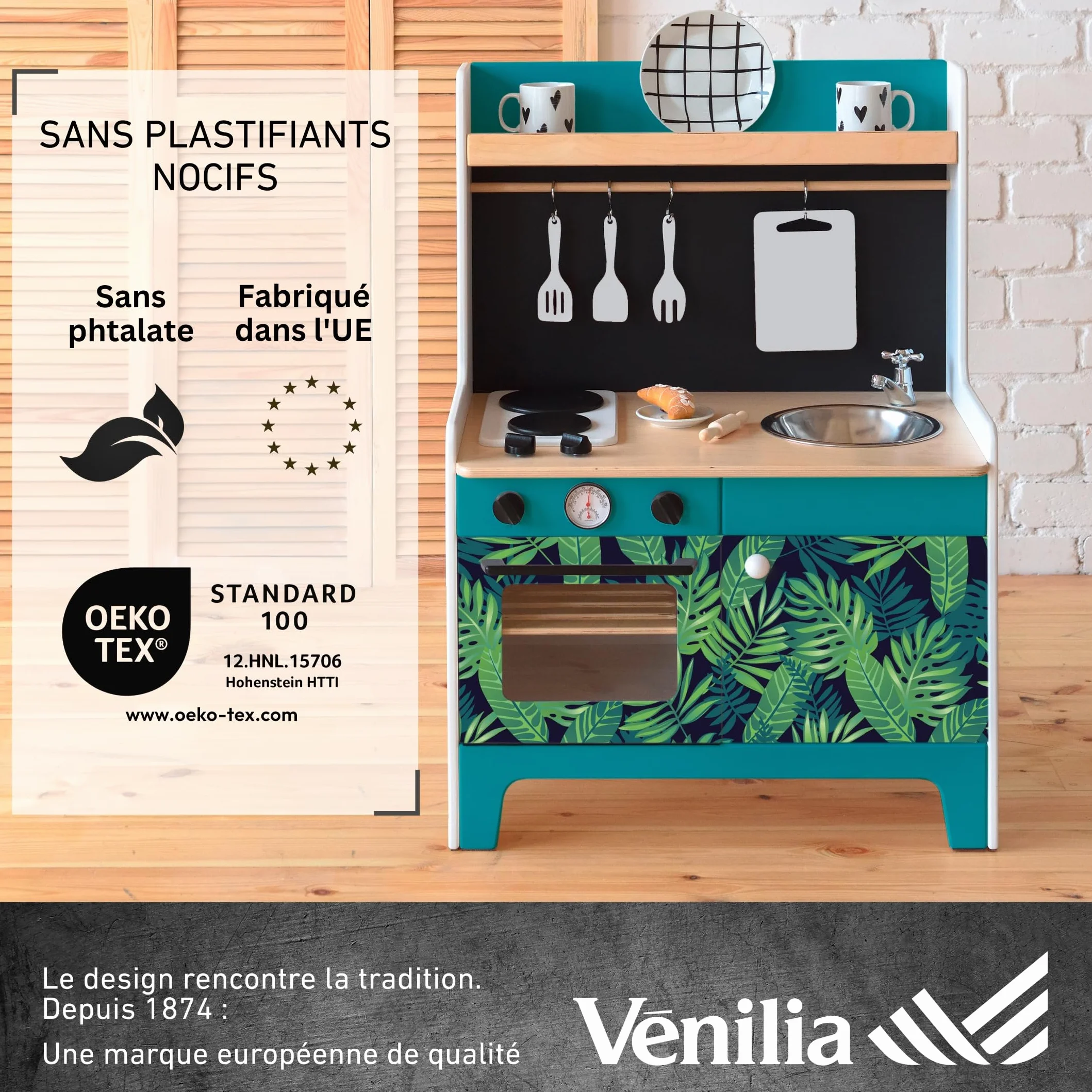 Venilia Papier adhésif Jungle Feuilles Tropic 45 cm x 2 m Film autocollant pour meuble PVC sans phtalates