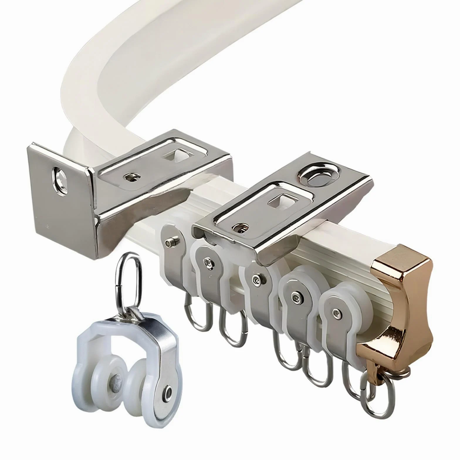 Rail pour Rideaux Pliable Tringle Rideau Plafond Noir/Blanc/Vert/Bleu/Rose Tringle Rideau Flexible Facile À Installer Rail De Rideau Courbe Montage Au Mur Rail De Rideau en Aluminium