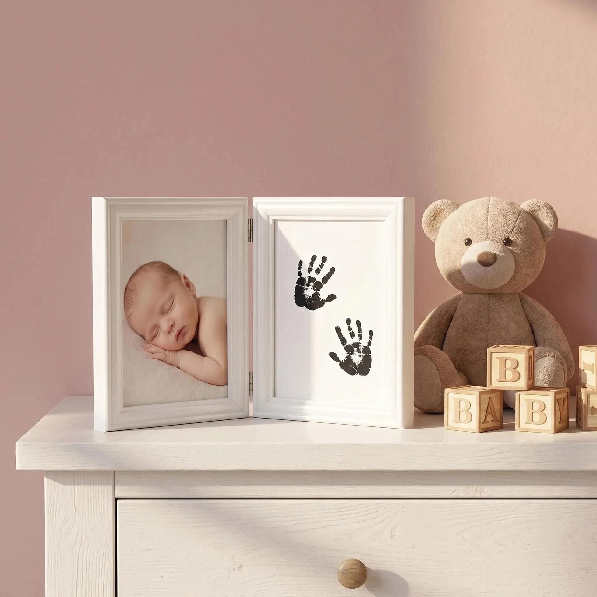 Kit Empreinte Bébé 2pces Pieds et Mains Clean Touch Cadre Photo Souvenirs Noir