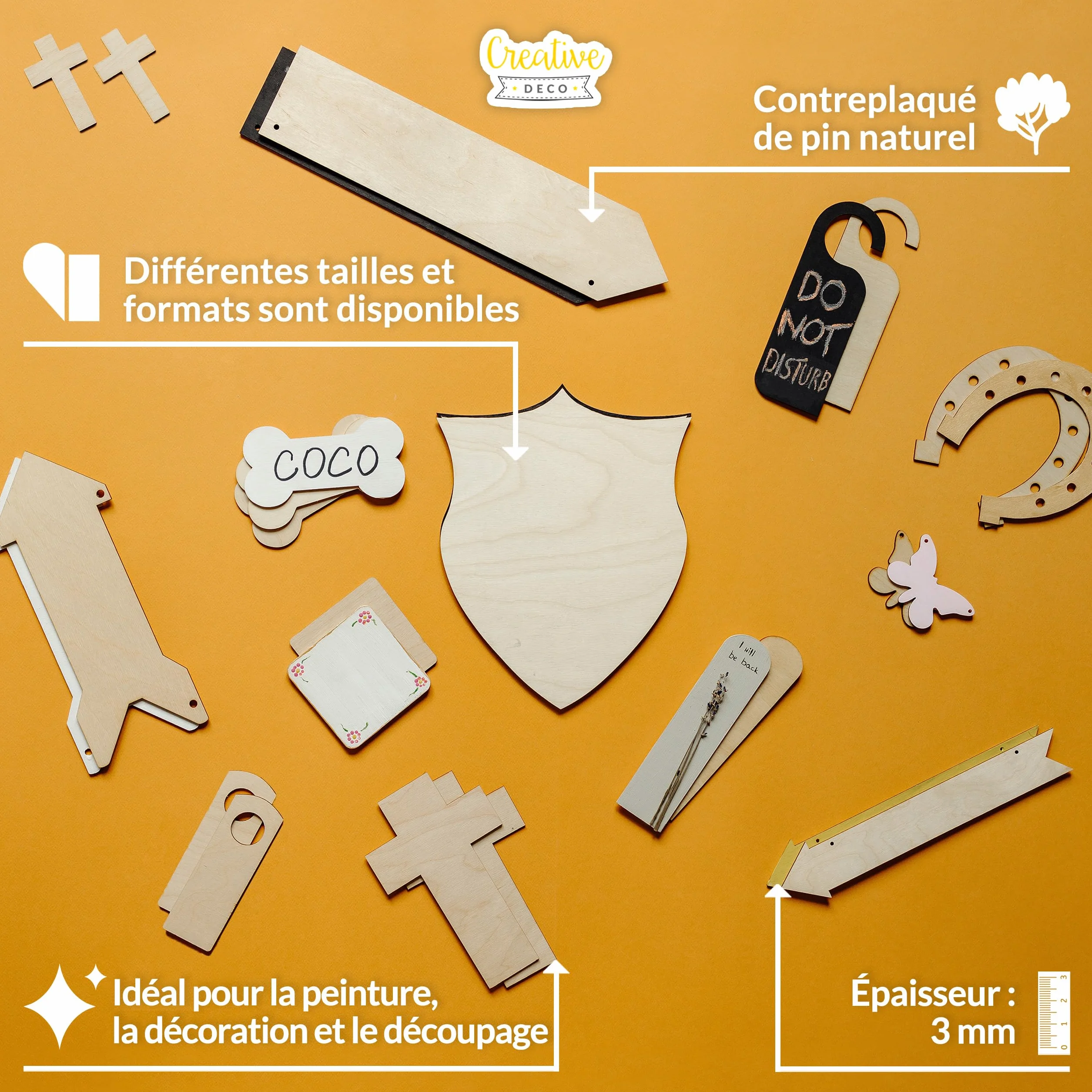 Creative Deco Pendentif en Forme de Flèches 30x11cm Découpes en Bois Contreplaqués Non Peints à Accrocher