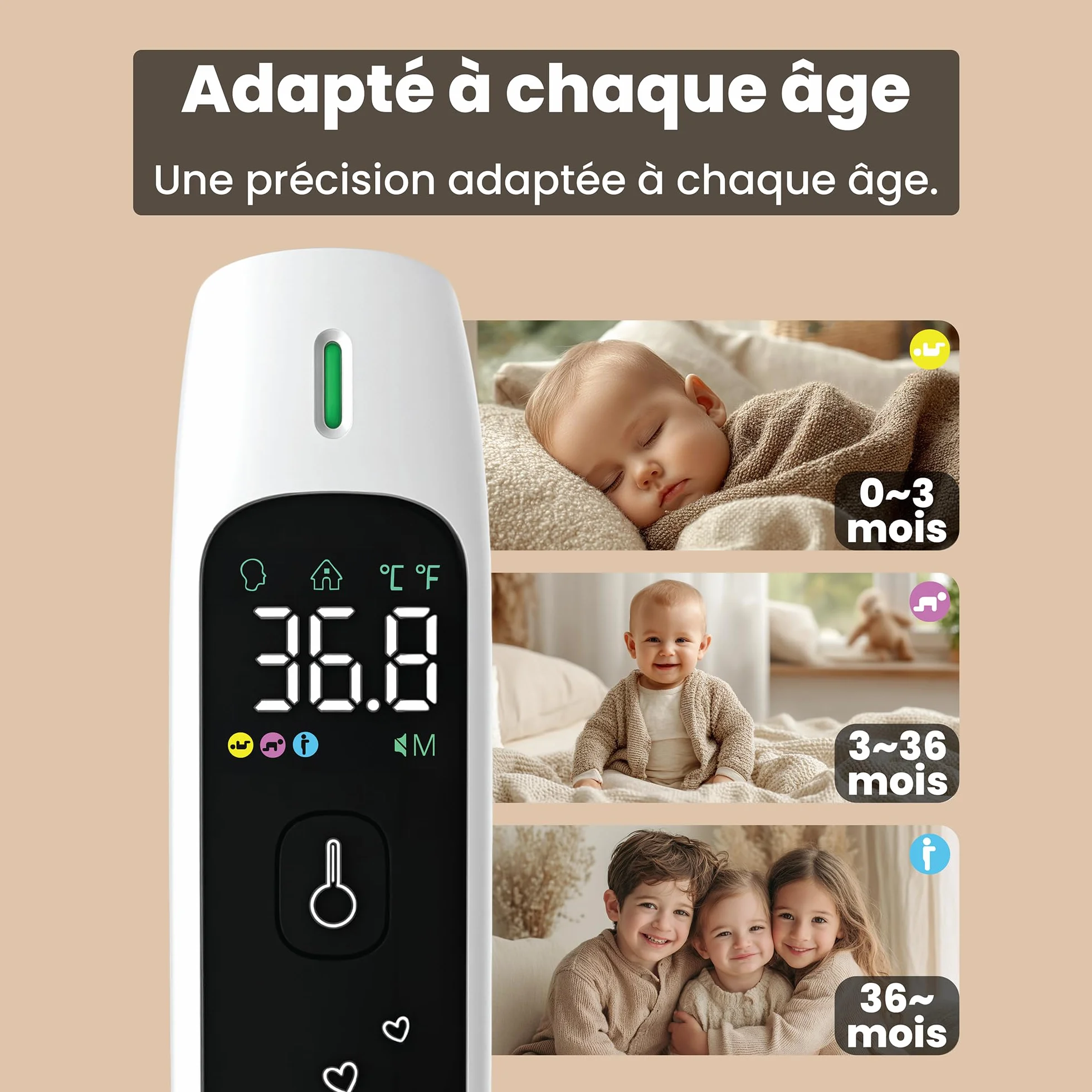 Thermomètre Frontal Bébé Sans Contact & Numérique Oral Rectal – Marque Française – CE Médical