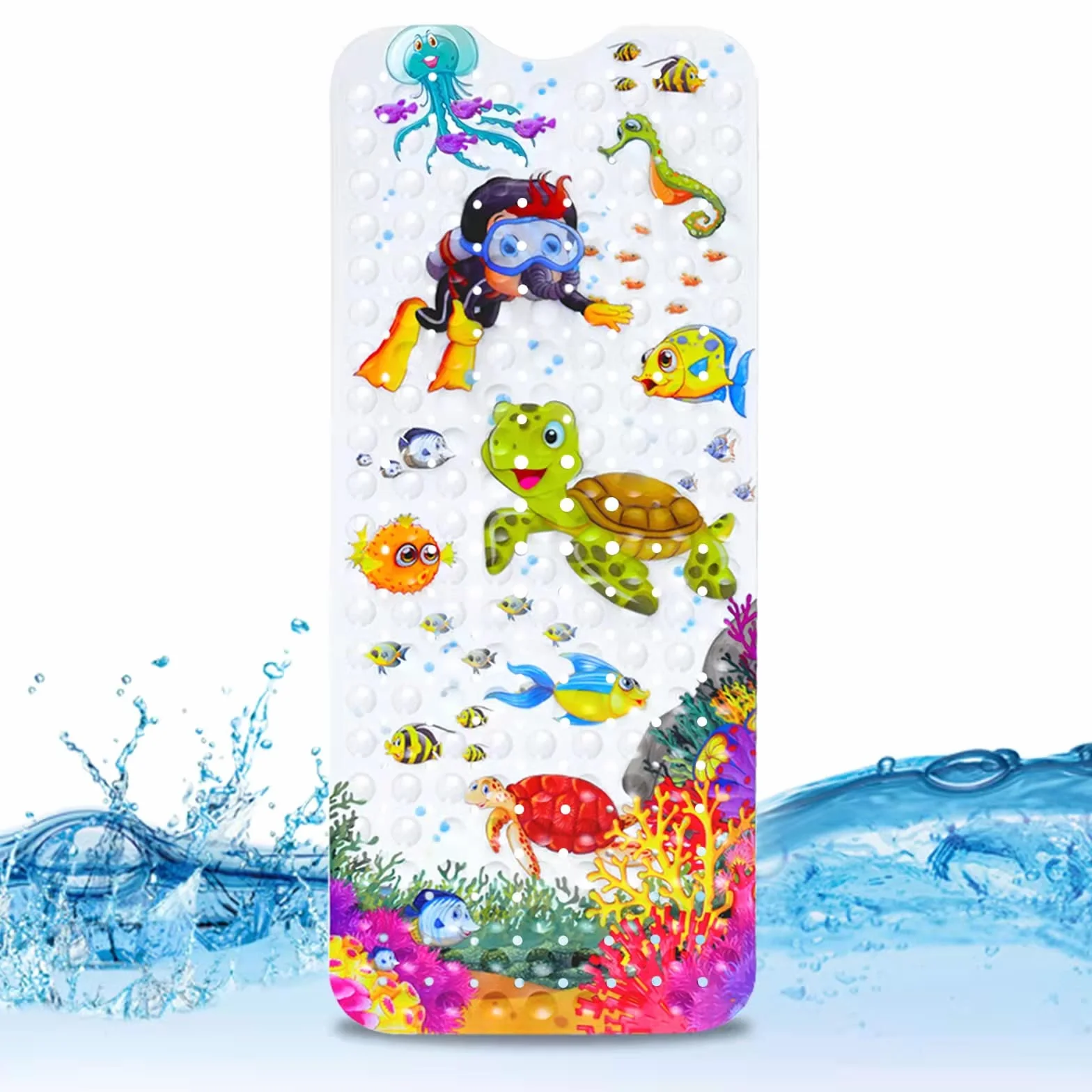JOYBOY Tapis de Baignoire Antidérapant 100x40 cm Bebe Dessin Animé Anti Glisse 200 Ventouse PVC