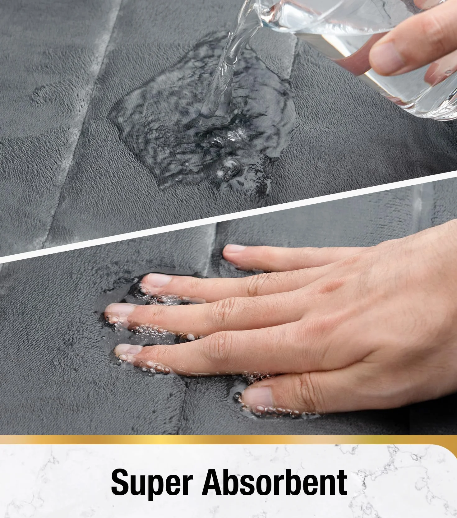 HITSLAM Tapis de Bain Antidérapant 40x60cm Mémoire de Forme Absorbant Lavable Séchage Rapide Gris Foncé