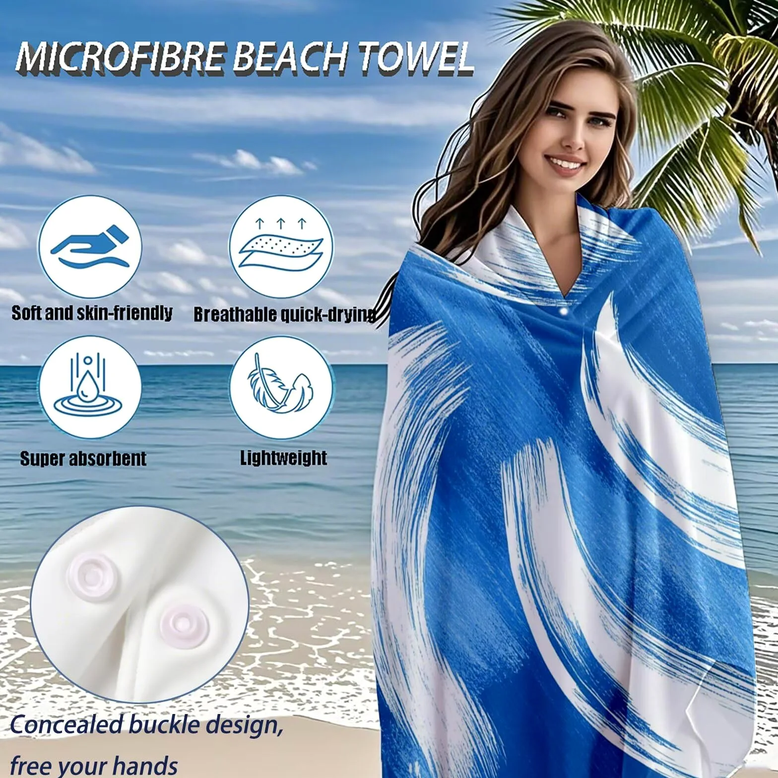 Serviette de Plage XXL 100x200 cm,Moderne Serviette Plage Microfibre avec Séchage Rapide, Anti-Sable, Absorbante Fonction Design pour Vacances Piscine Pique-Nique Voyages Yoga, Cadeau Femme Q-414