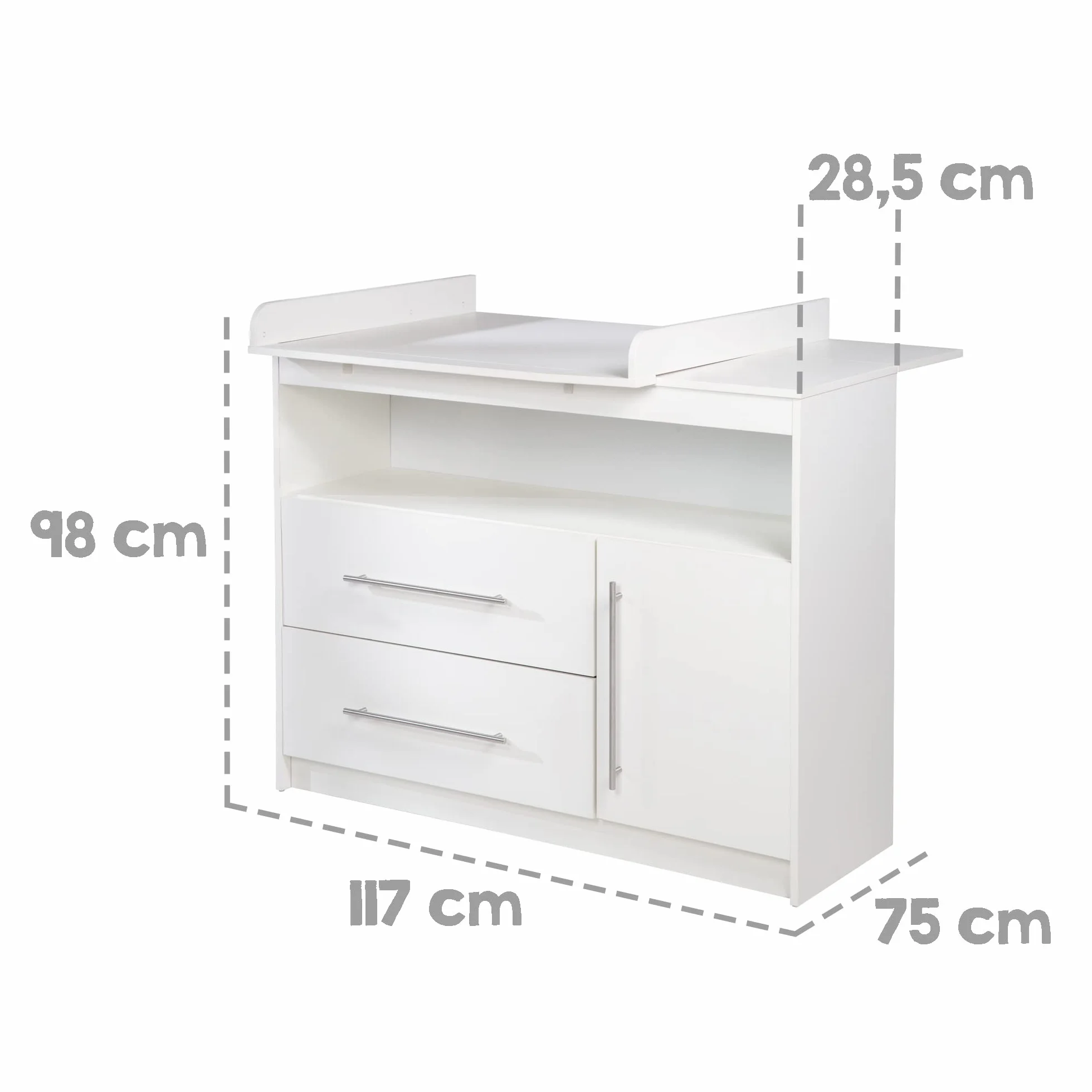 roba Babymöbel Maren Lot de 2 pièces Lit d'enfant 70 x 140 cm transformable commode à langer Blanc