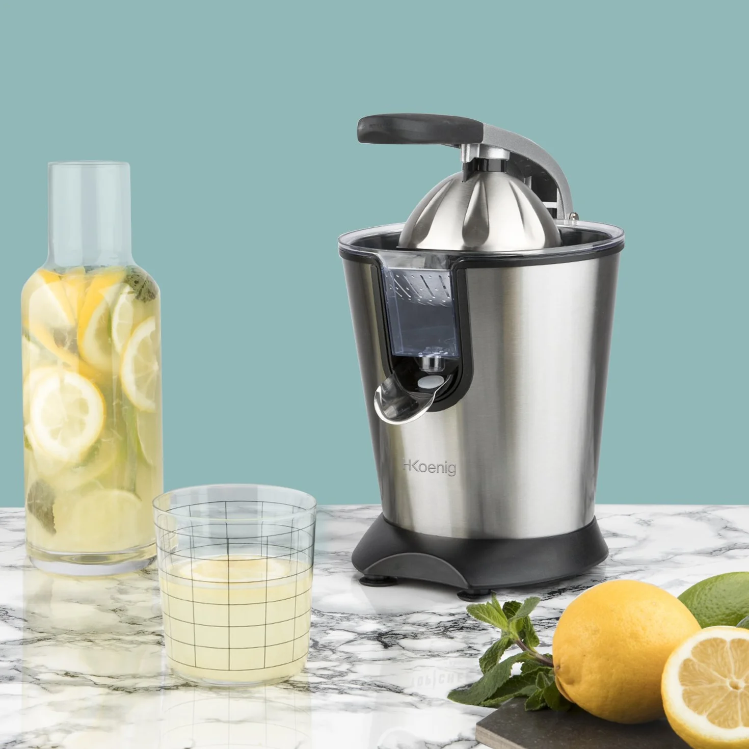 H.Koenig Presse-agrumes électrique professionnel AGR80, inox, 160W, Argent