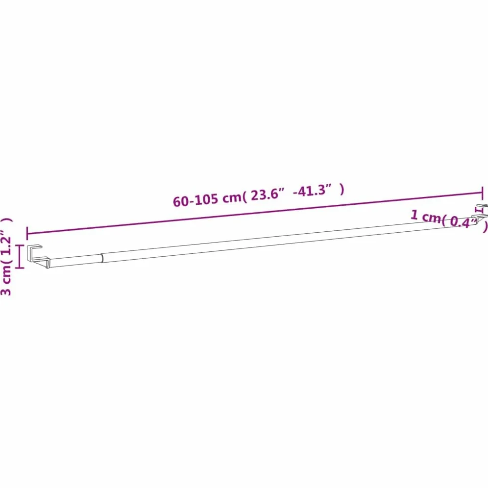 Lot de 2 tringles à rideaux réglables en aluminium - 60-105 cm - Blanc et argenté - Tringles à rideaux télescopiques avec pince pour décoration de fenêtre et brise-vue - Pour salon, chambre à